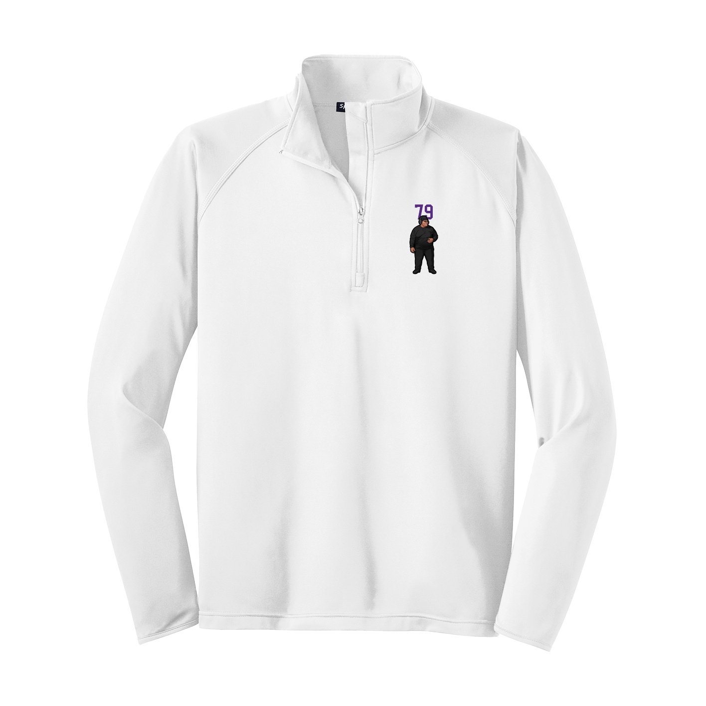 Q-Zip Pullover — Number Top in White
