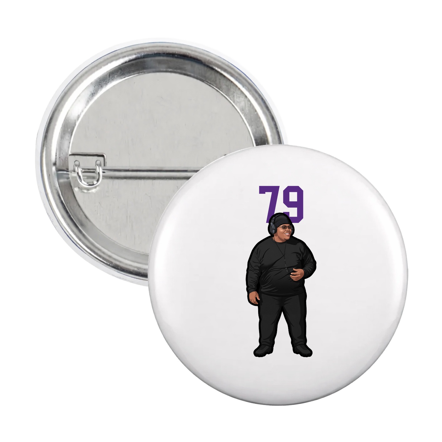 Game Day Button — Number Top in White