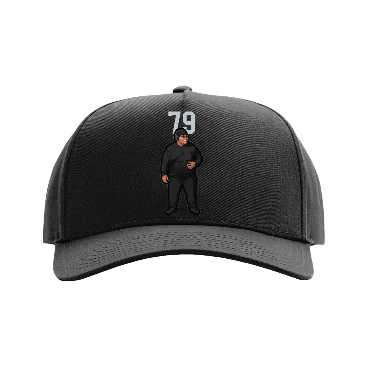 Full Fabric Five-Panel Champ Cap — Number Top in Black