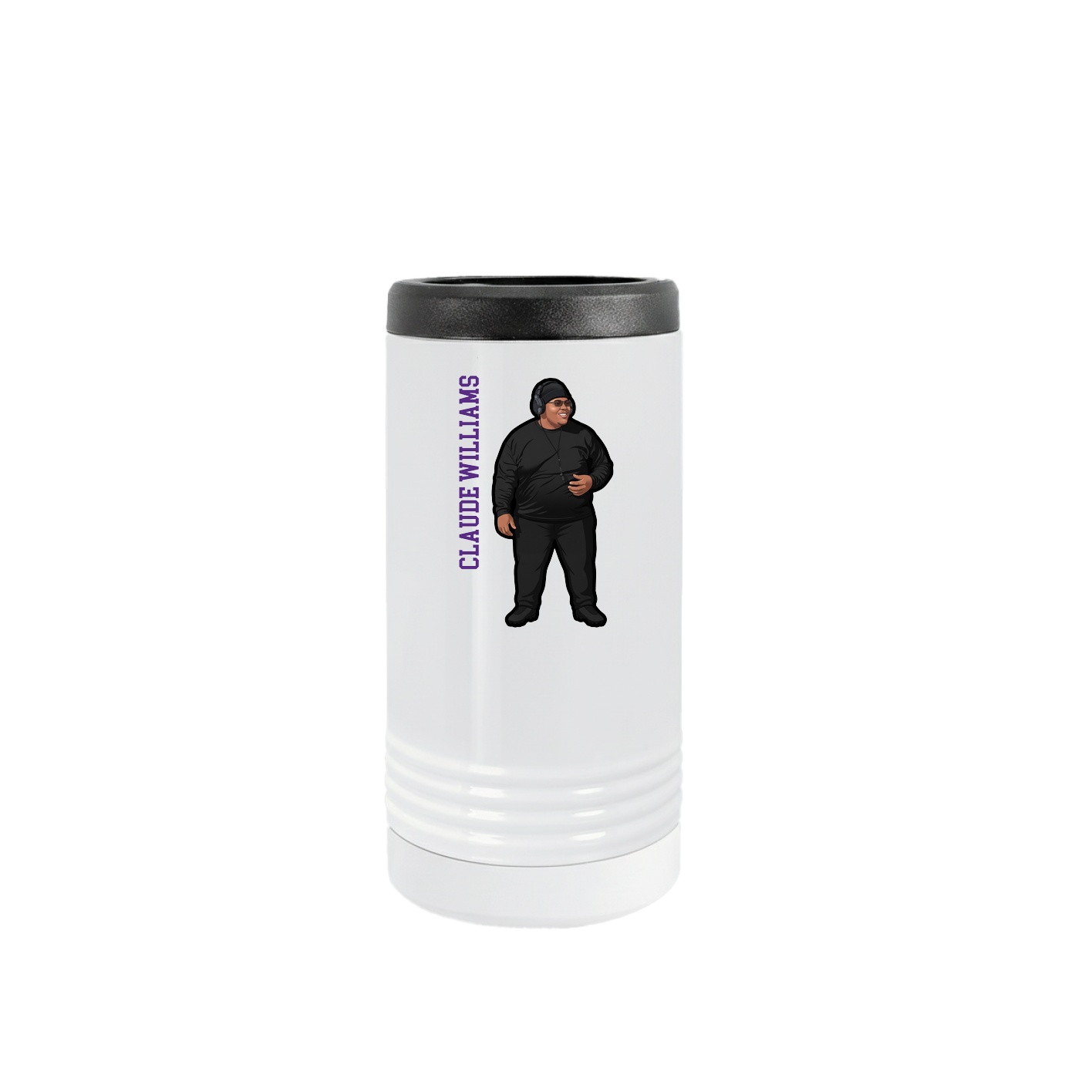 Slim Beverage Holder — Name Vertical in White