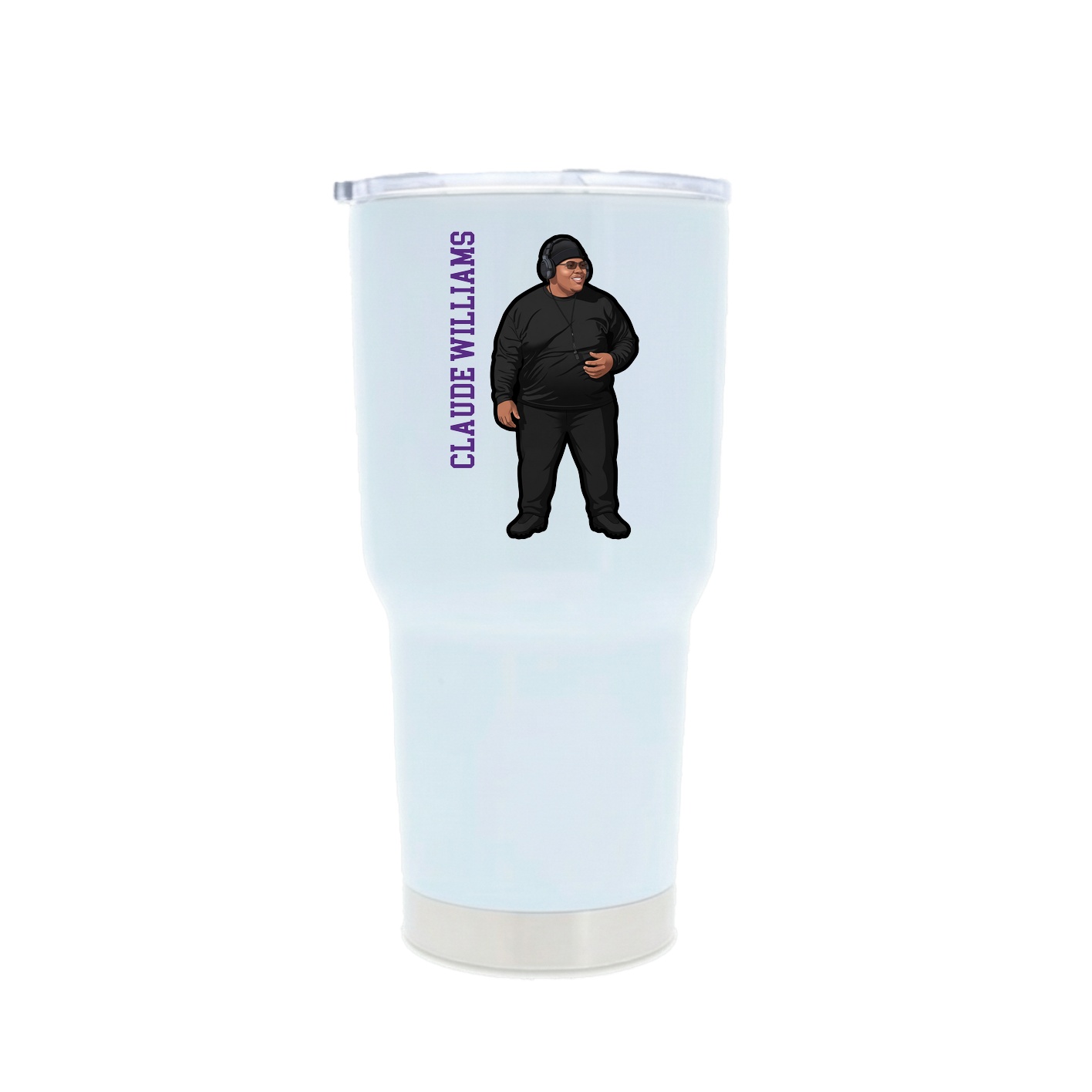 30oz Stainless Steel Tumbler — Name Vertical in White