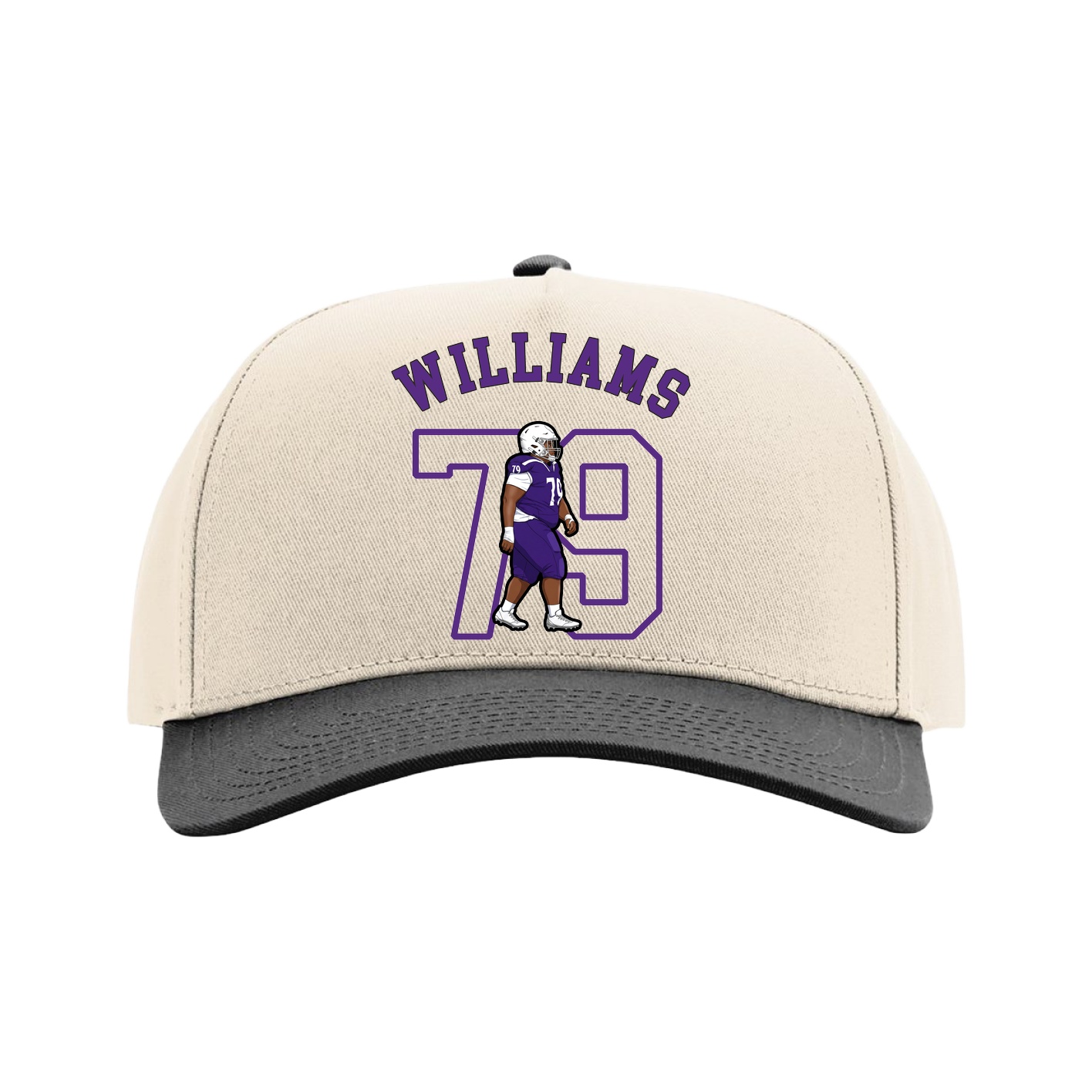 Full Fabric Five-Panel Champ Cap — Shirsey Arch in Cream/Black