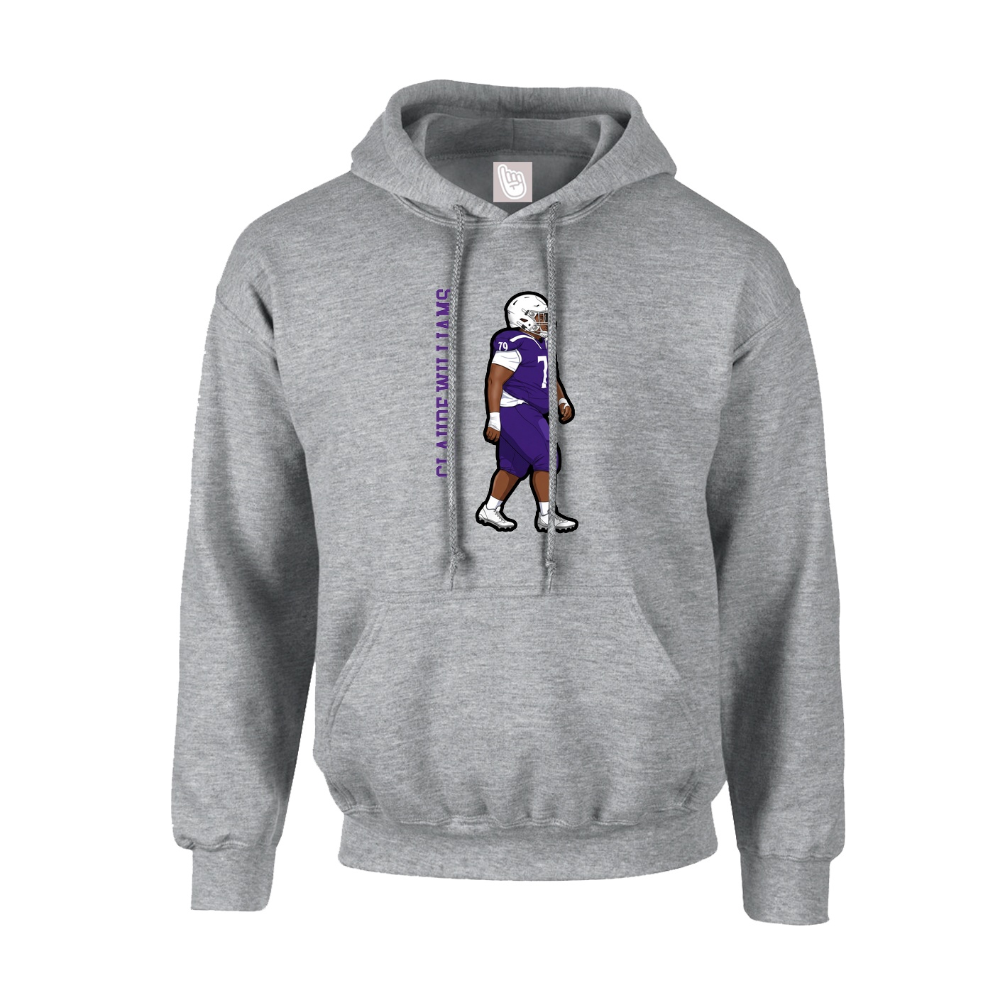 Youth Hoodie — Name Vertical in Grey