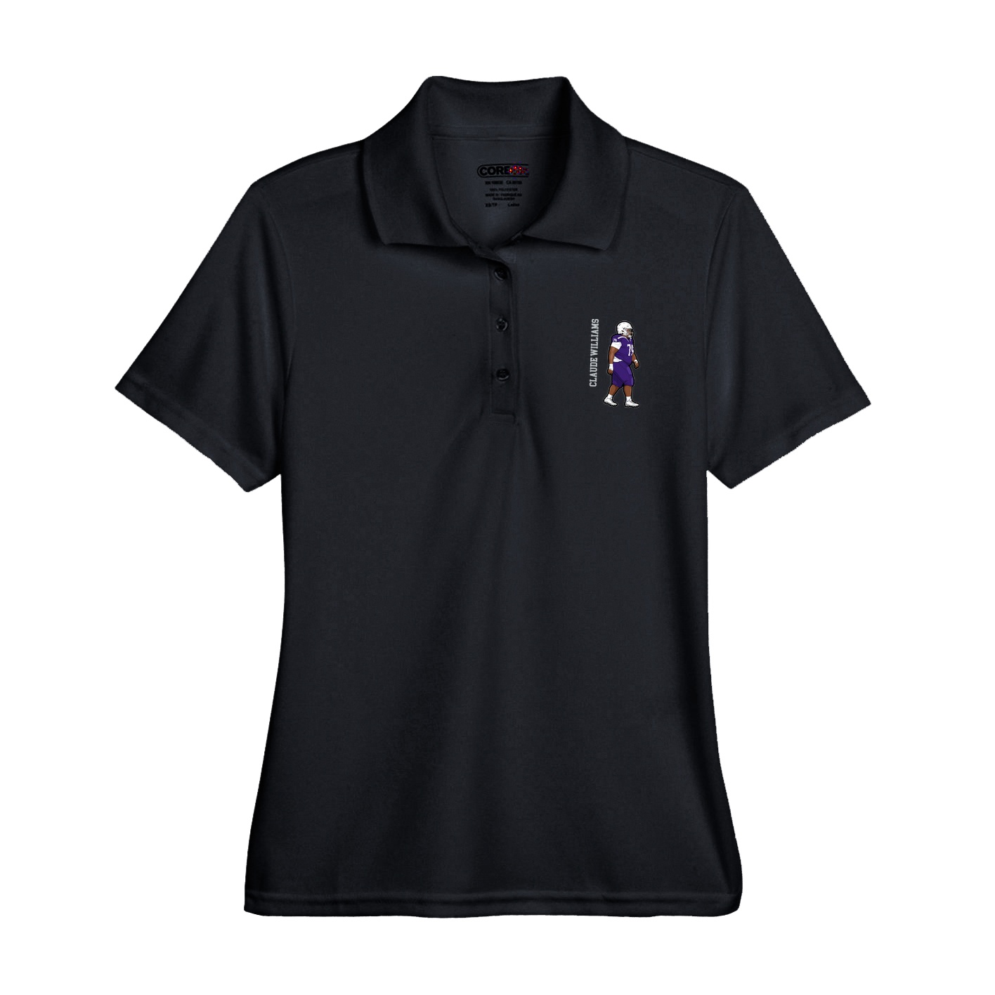 Womens Performance Polo — Name Vertical in Black