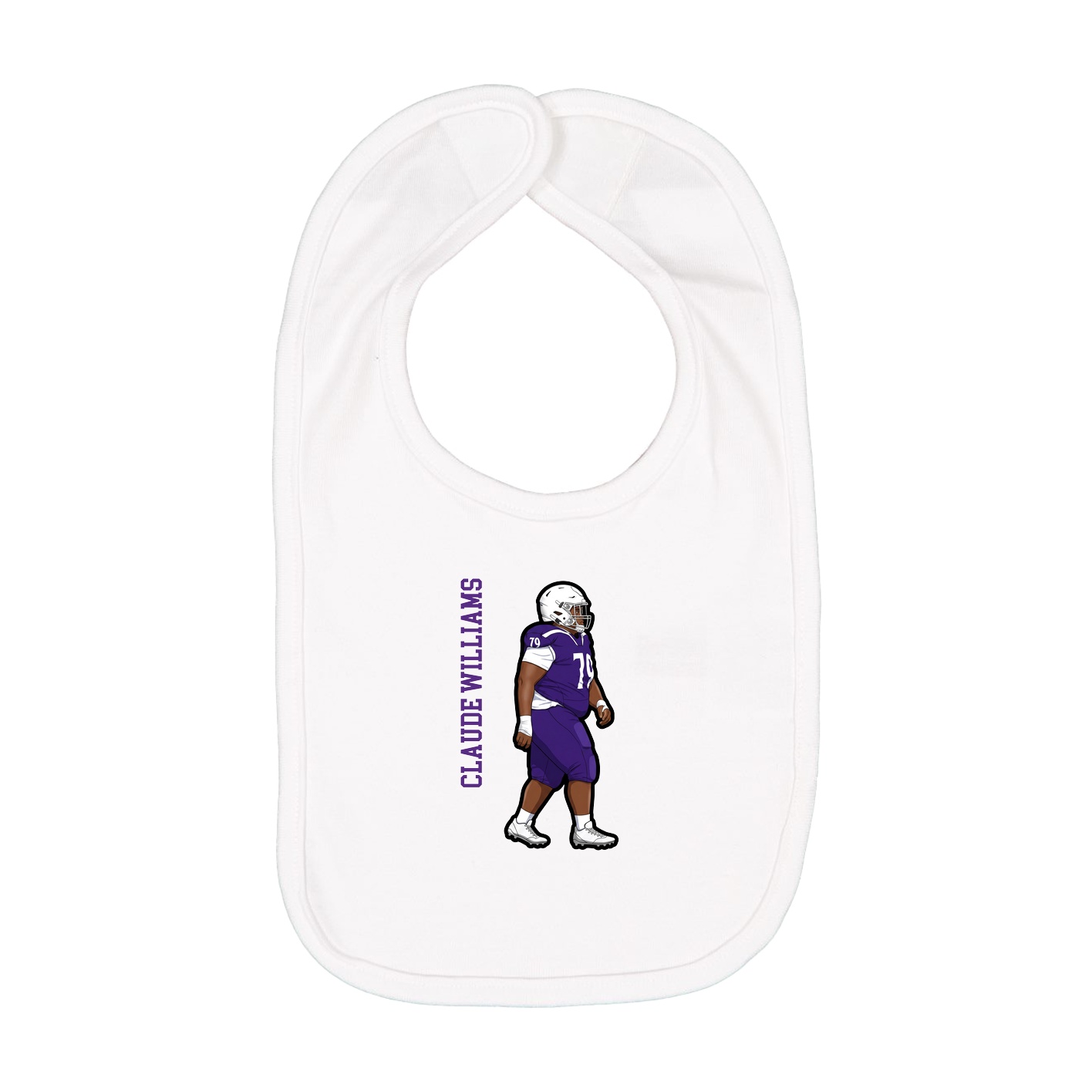 Infant Bib — Name Vertical in White