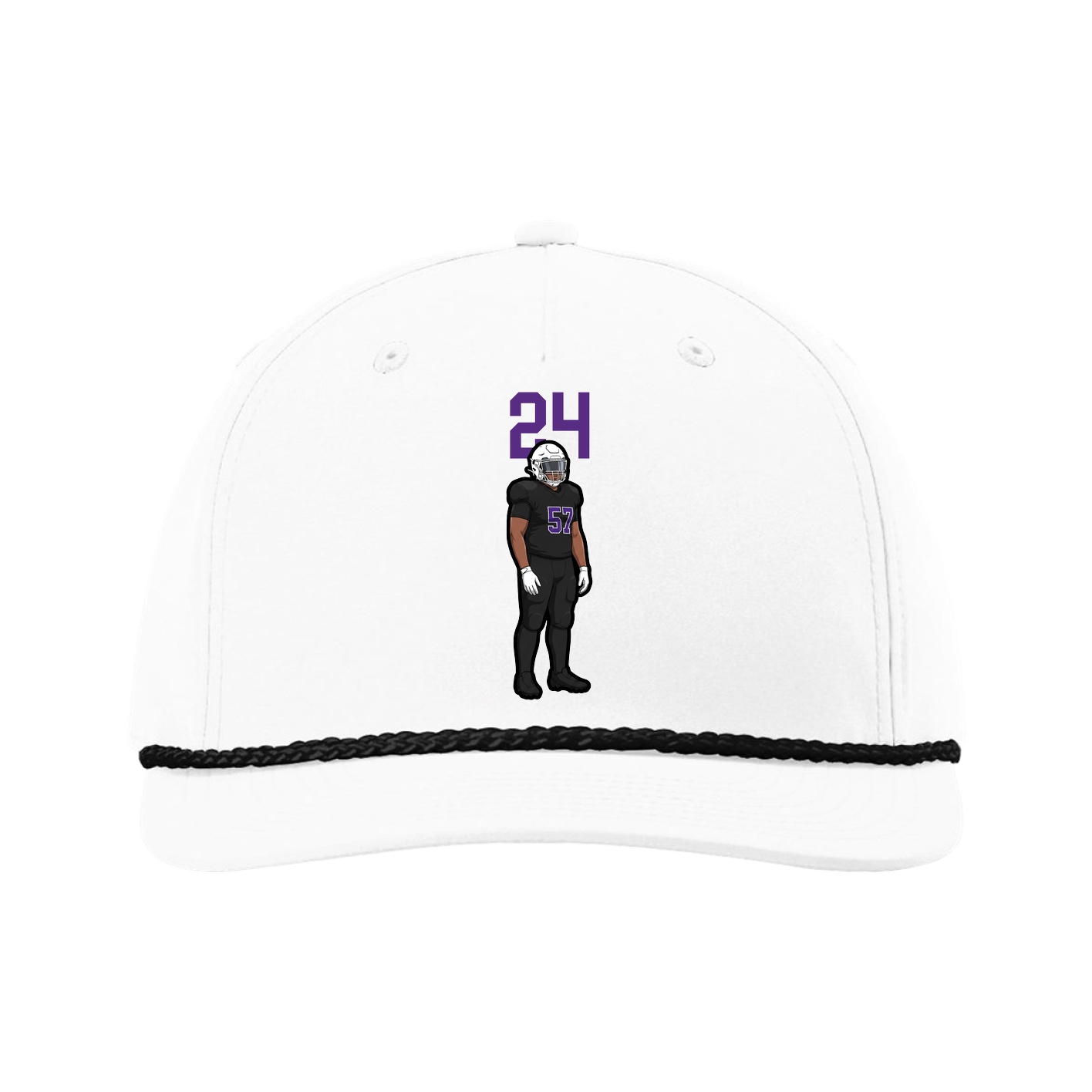 Five-Panel Classic Rope Cap — Number Top in White