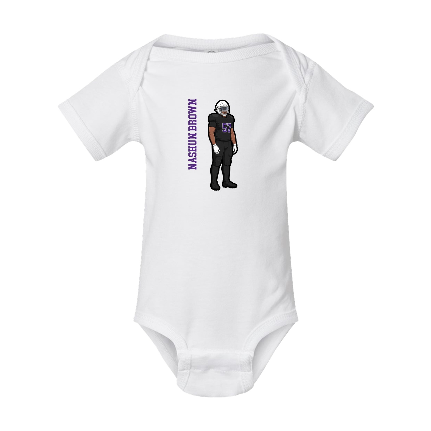 Baby Onesie — Name Vertical in White
