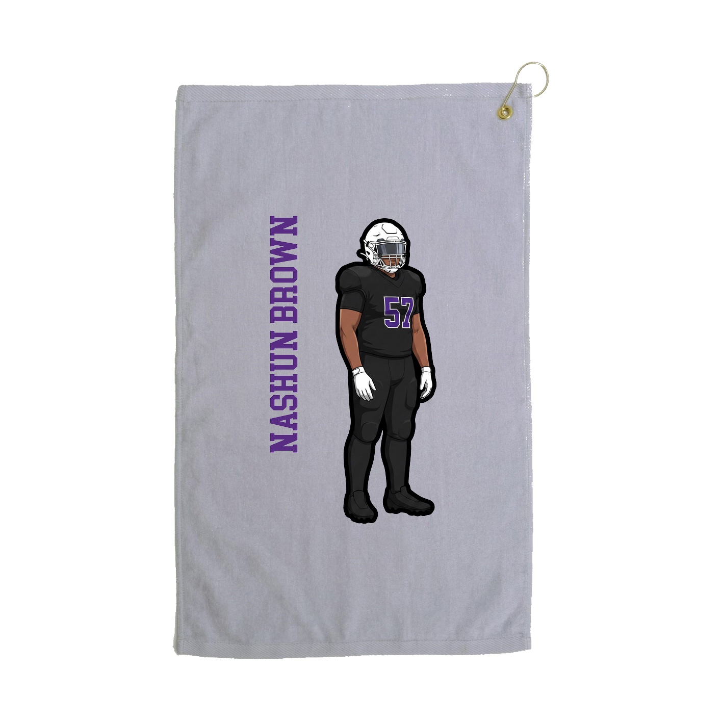 Golf Towel — Name Vertical in Grey