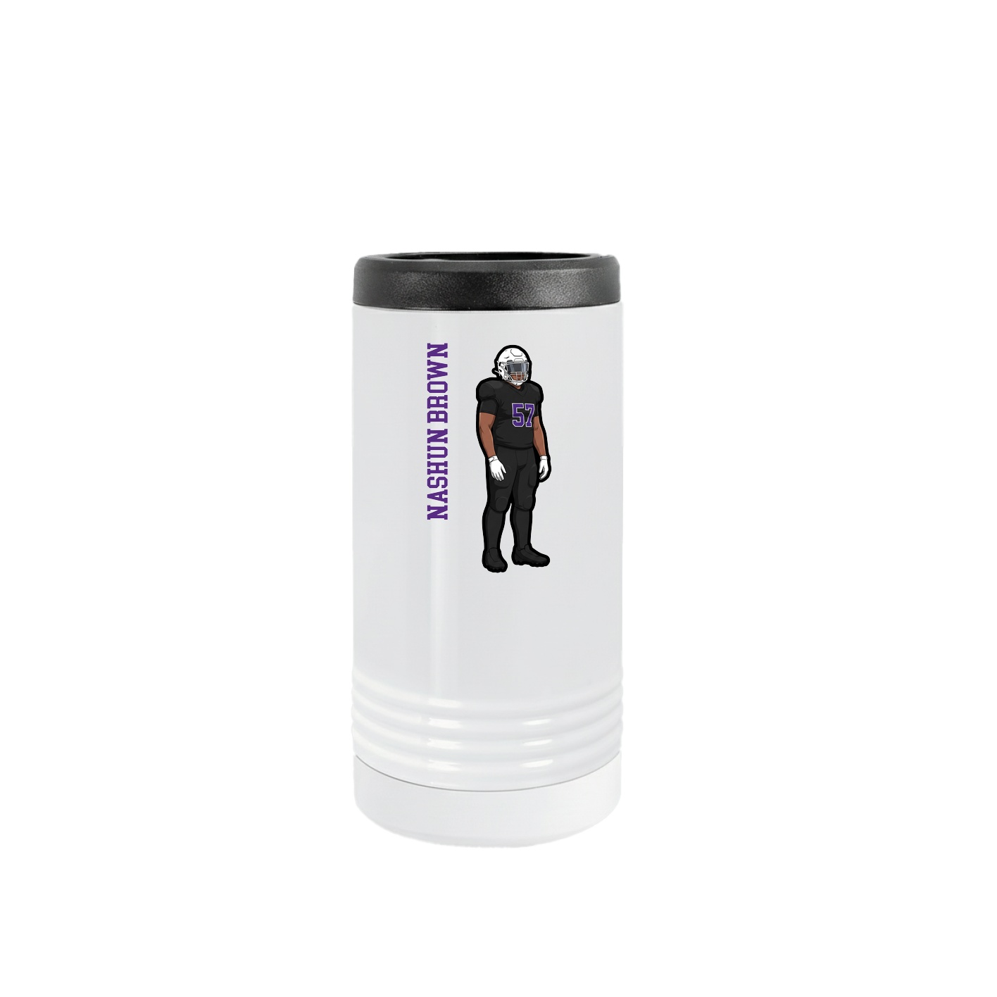 Slim Beverage Holder — Name Vertical in White