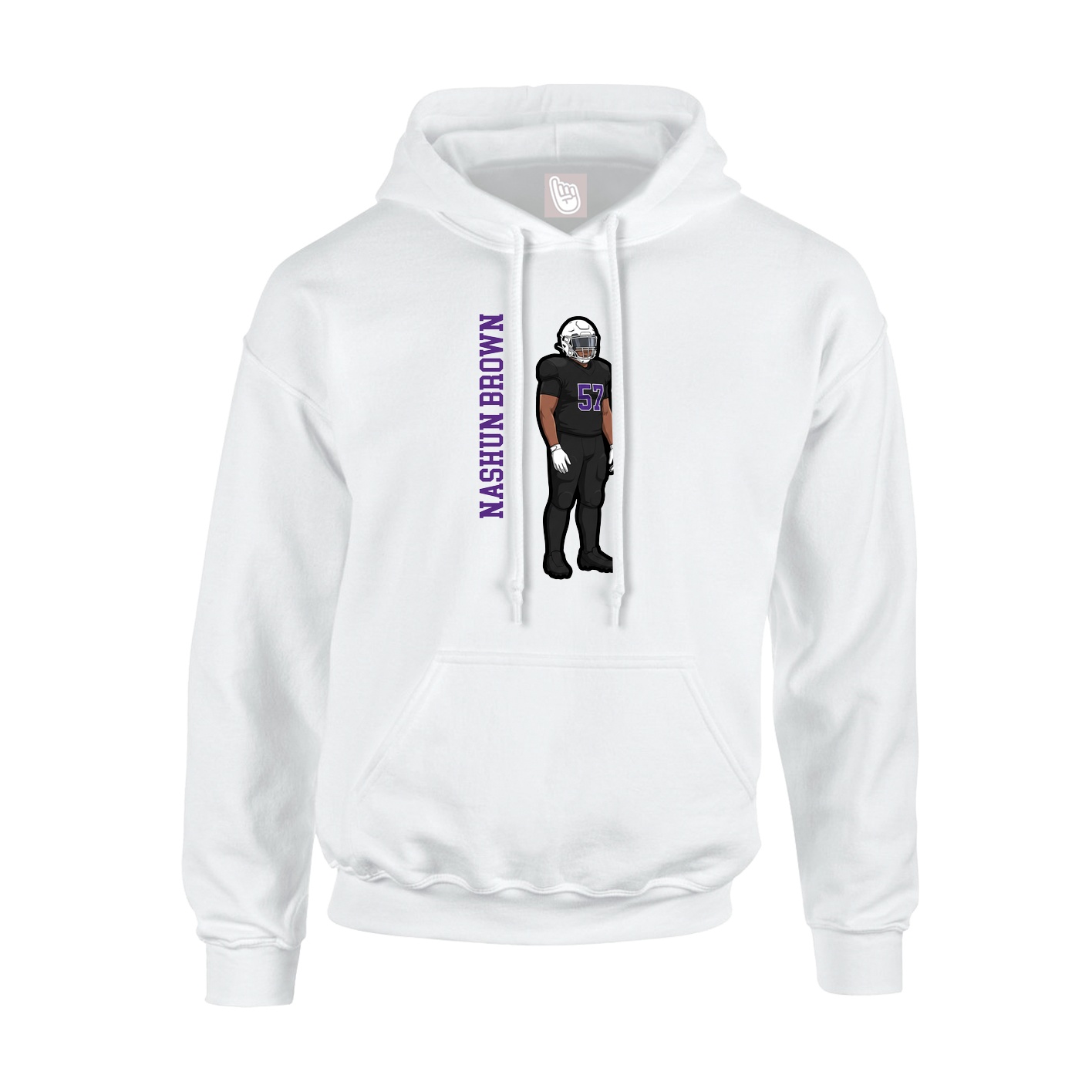 Youth Hoodie — Name Vertical in White