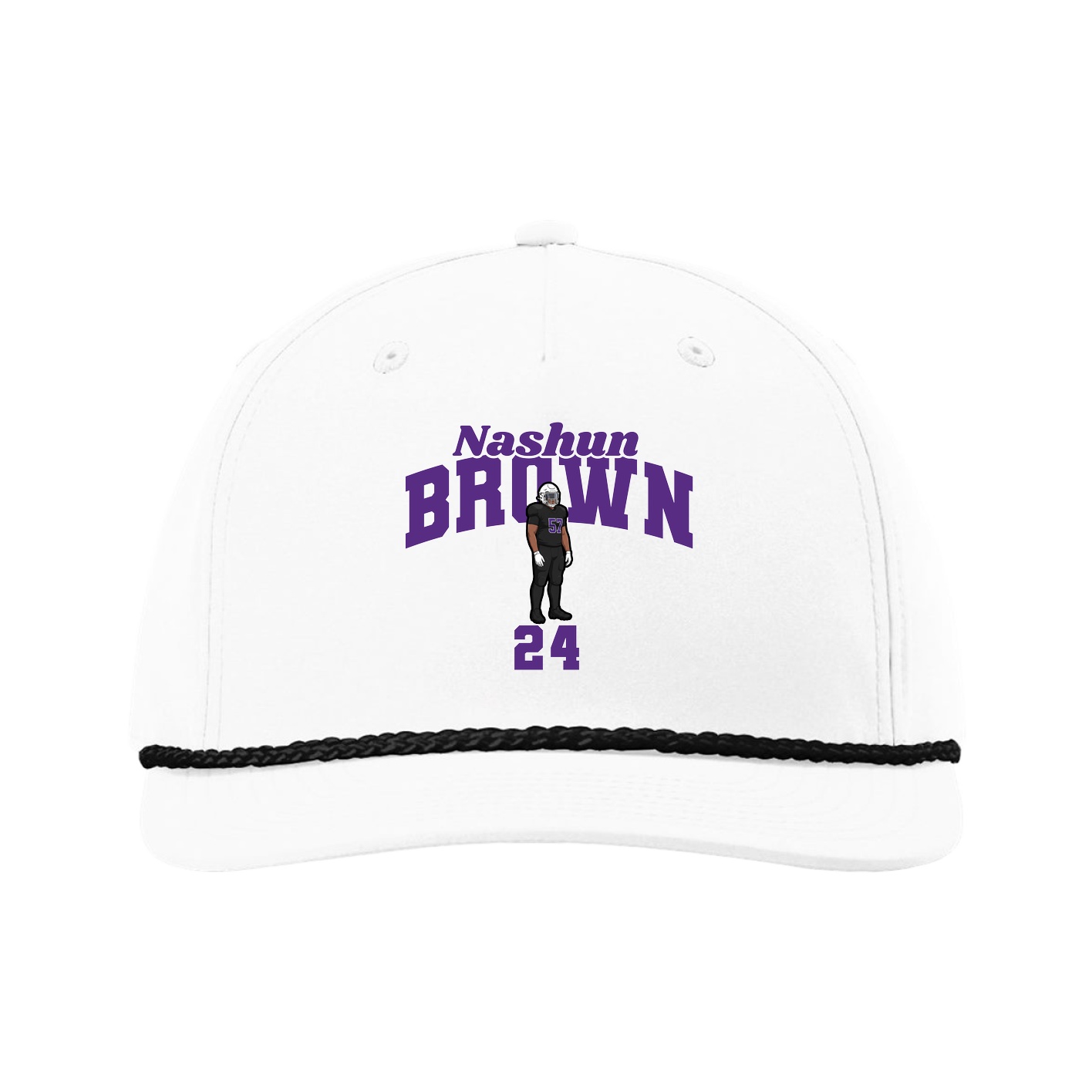 Five-Panel Classic Rope Cap — Signature Arch in White