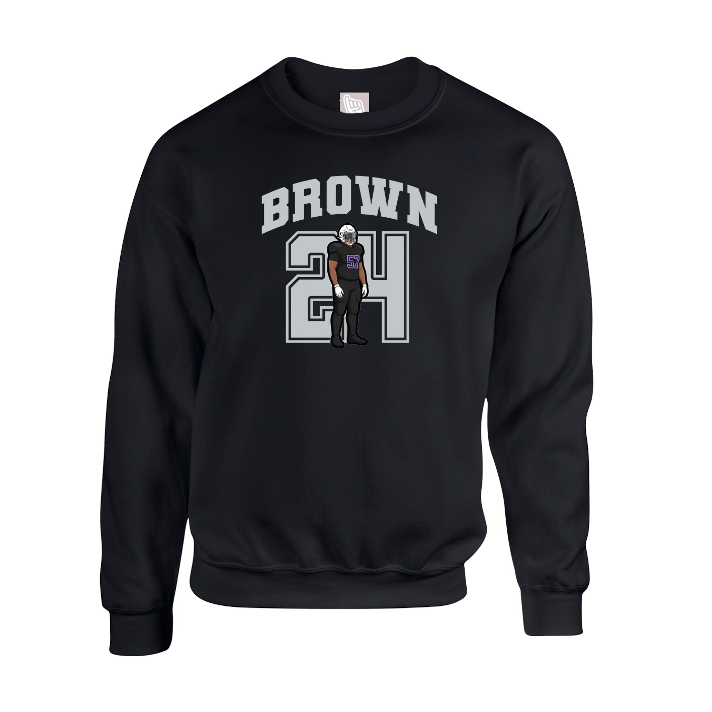 Fleece Crew — Number in Black