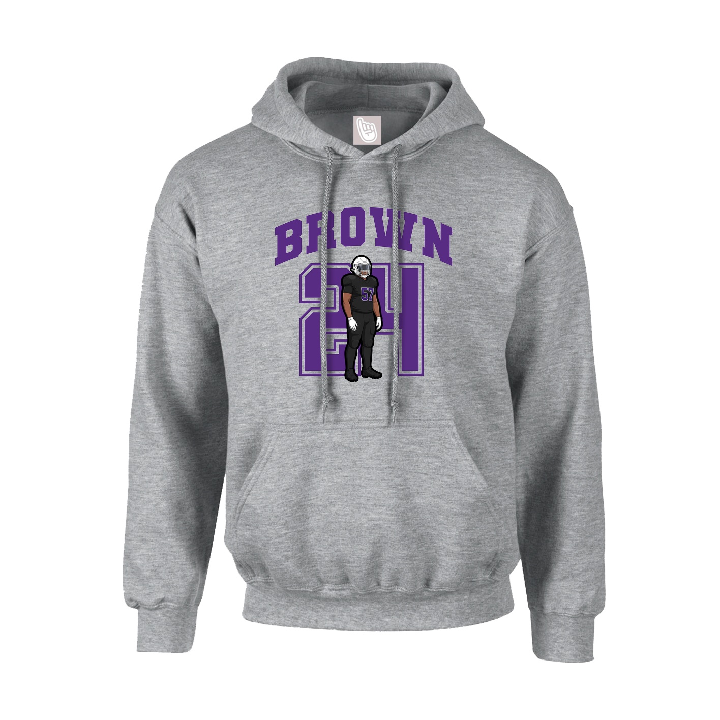 Youth Hoodie — Number in Grey