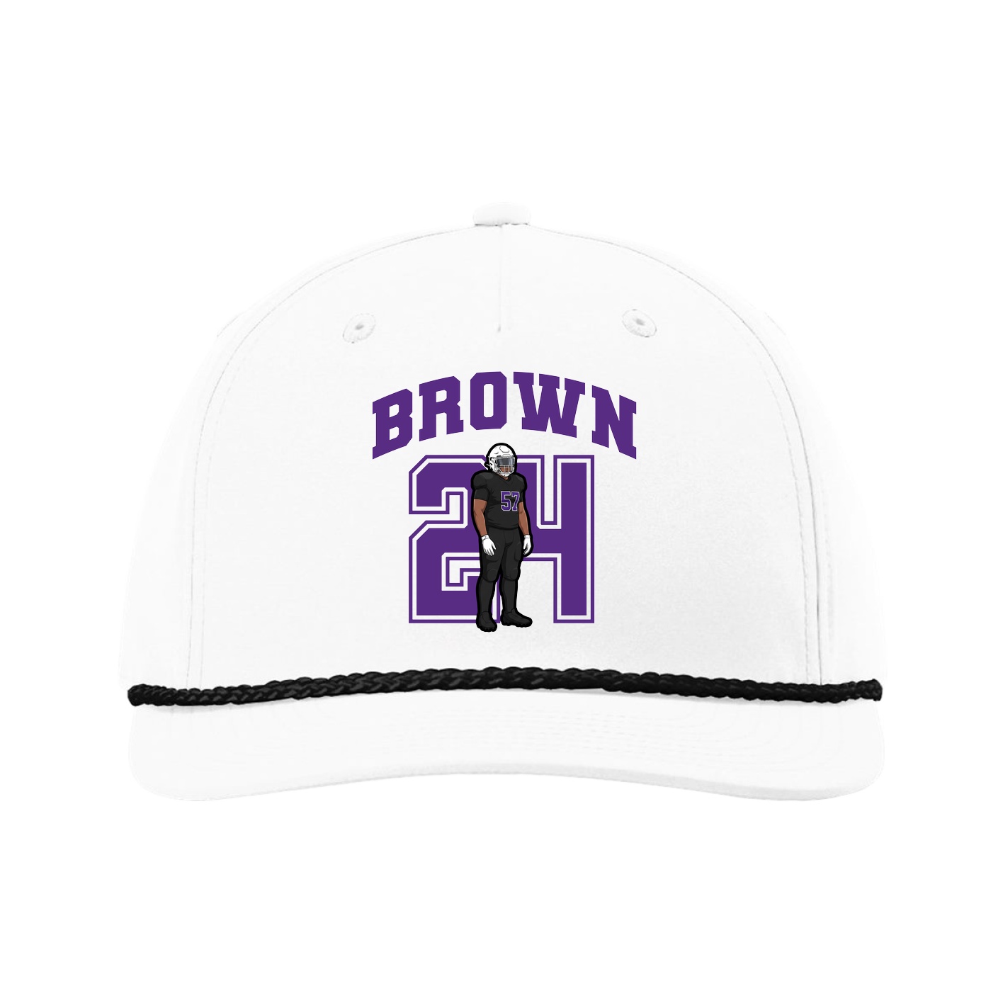 Five-Panel Classic Rope Cap — Number in White