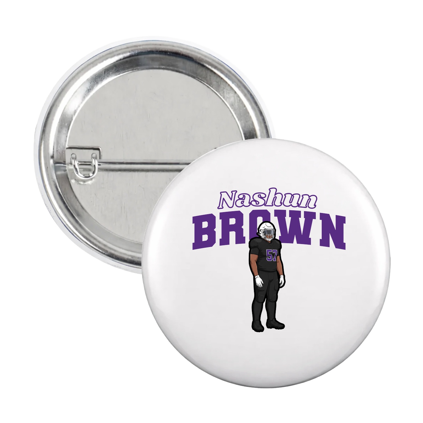 Game Day Button — Name Arch in White
