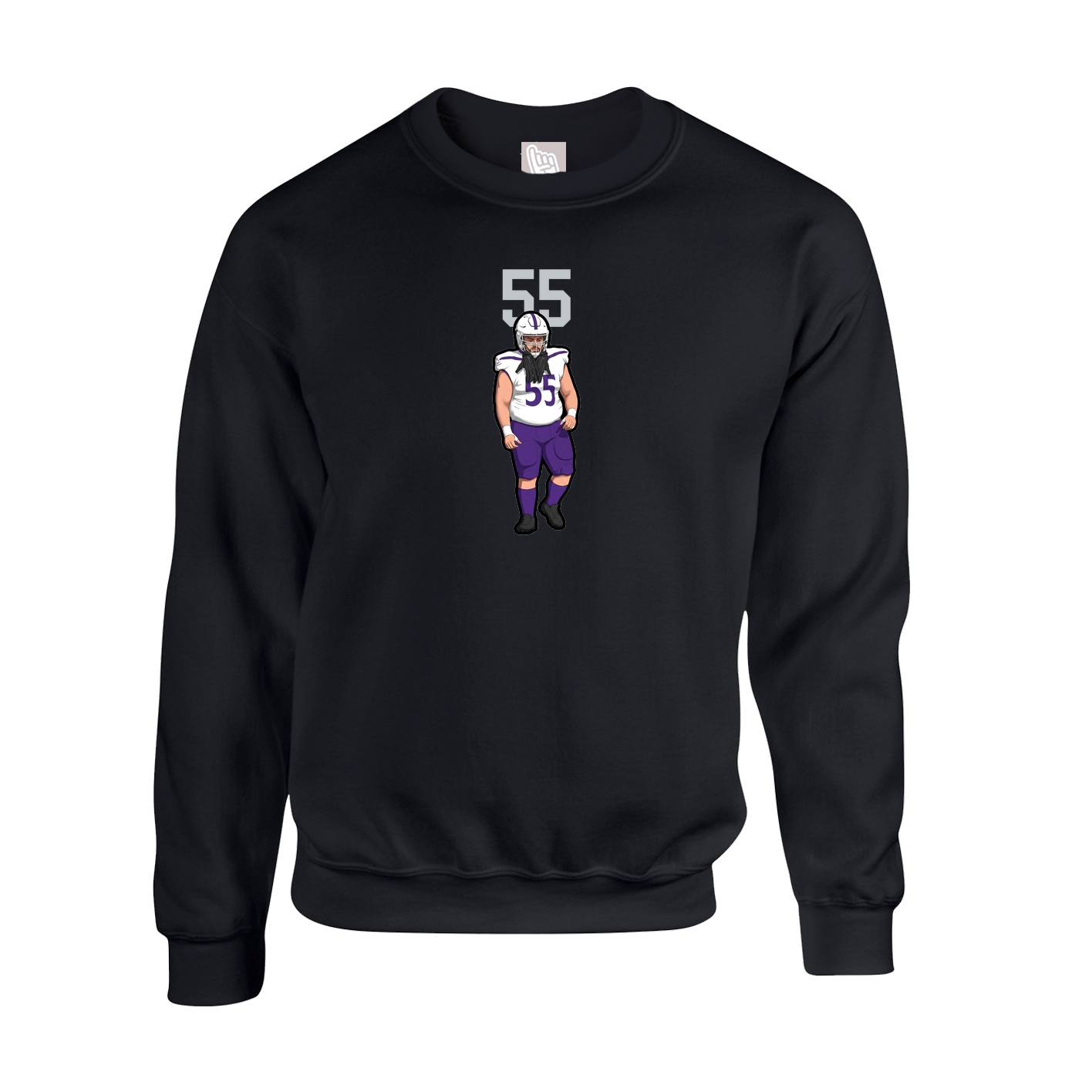 Fleece Crew — Number Top in Black