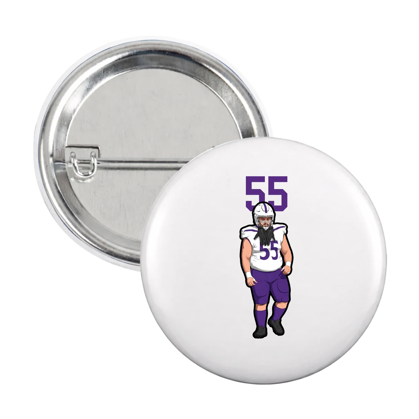 Game Day Button — Number Top in White