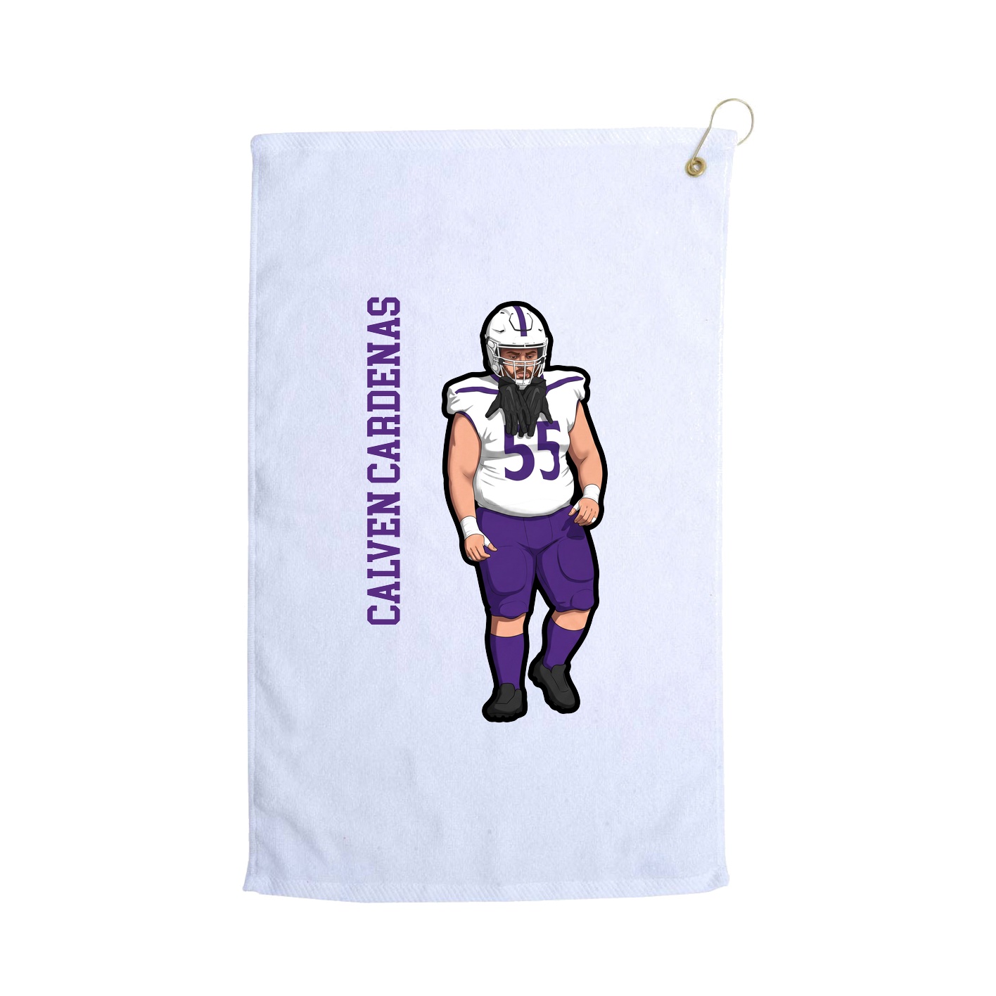 Golf Towel — Name Vertical in White