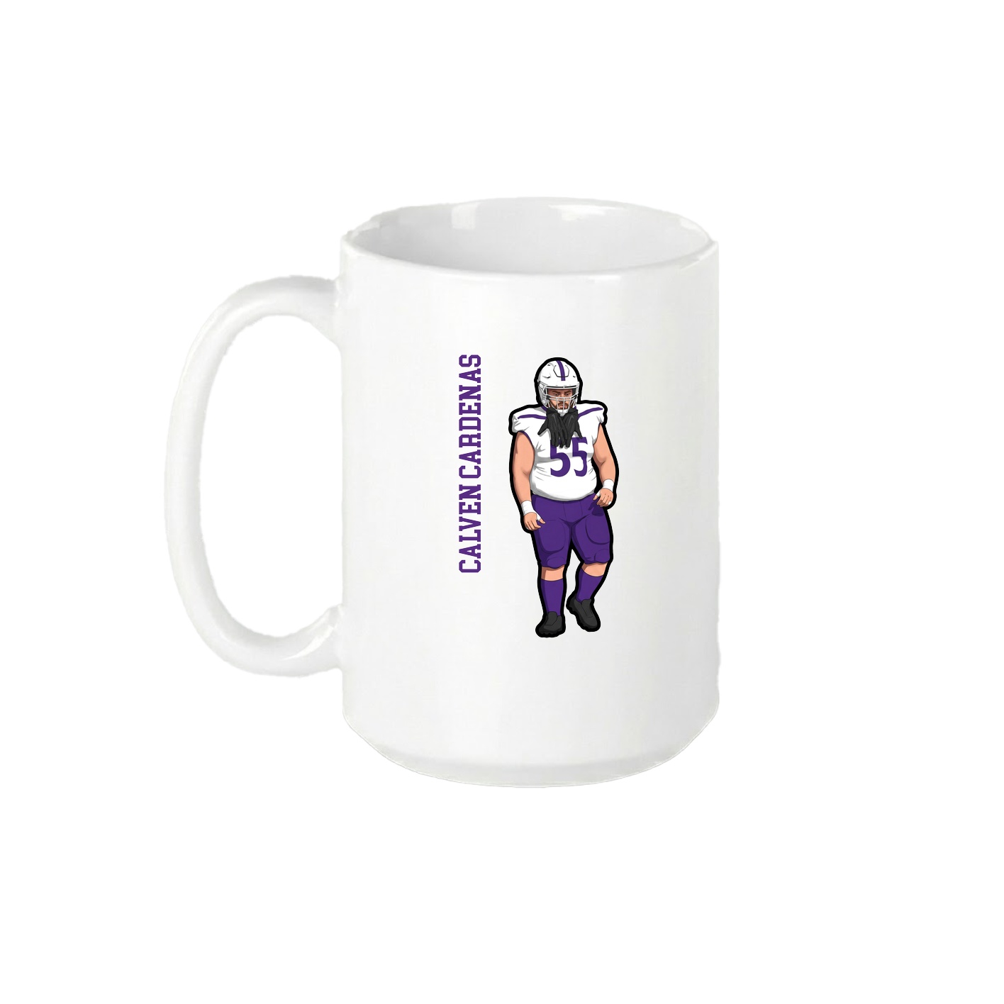15oz Coffee Mug — Name Vertical in White