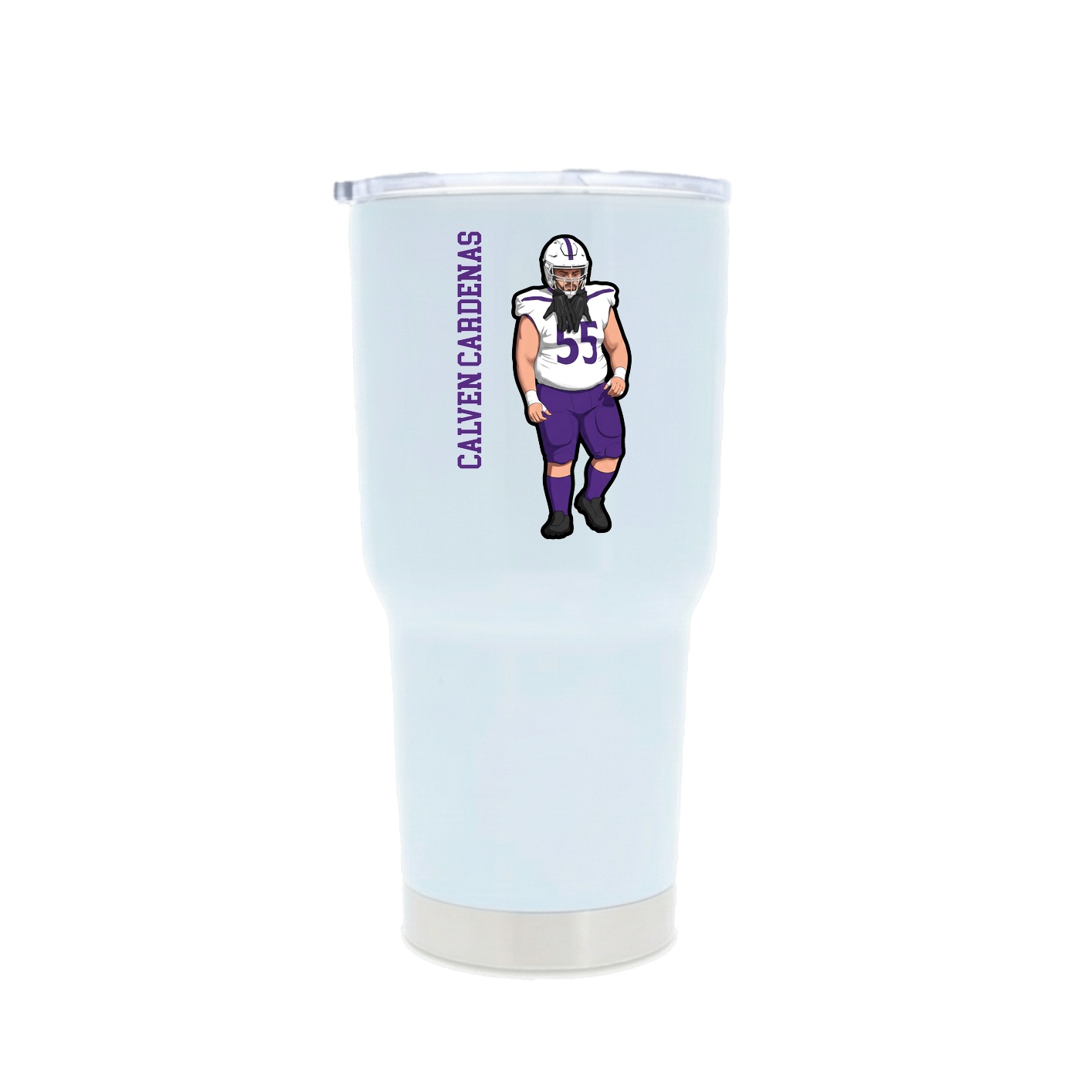 30oz Stainless Steel Tumbler — Name Vertical in White