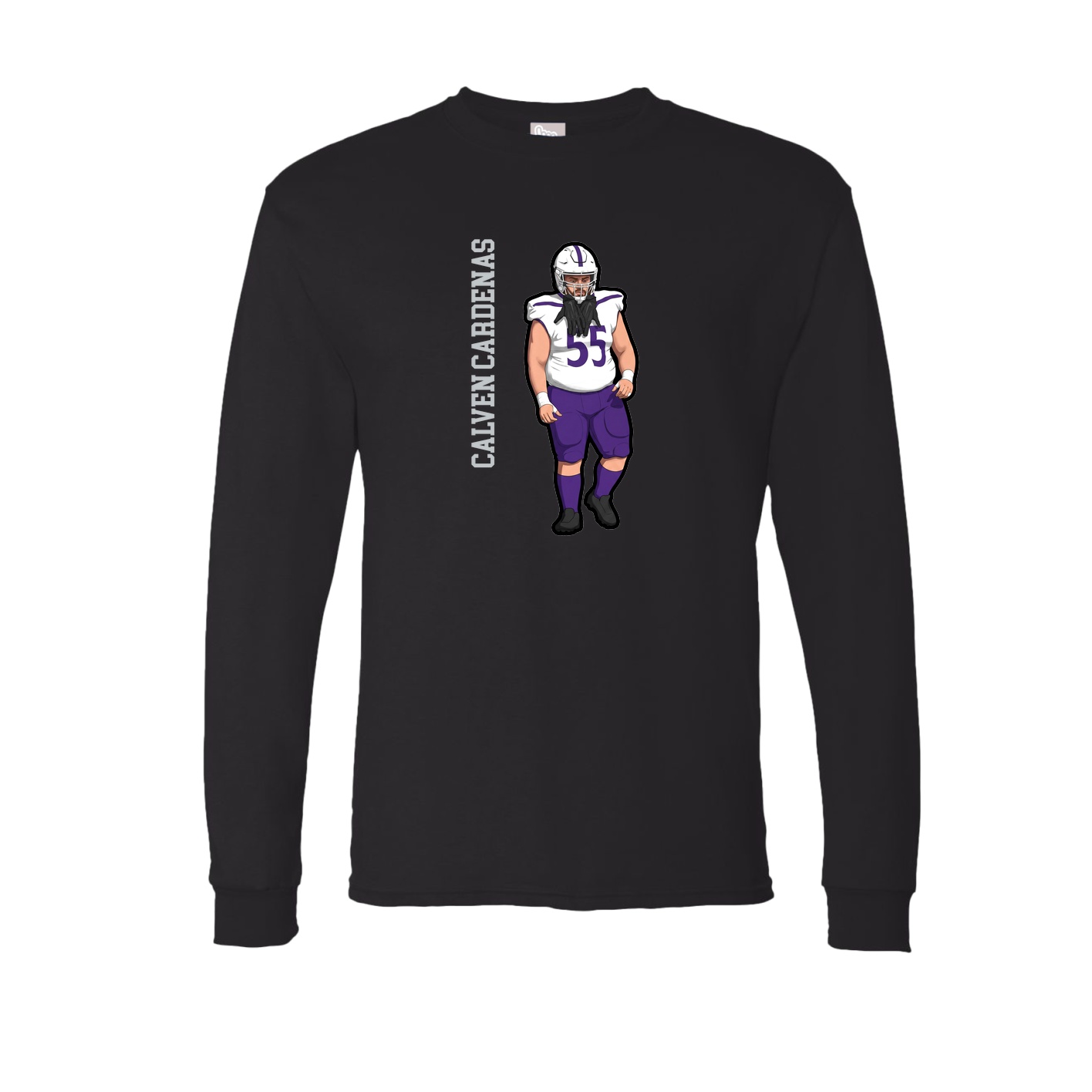 Long Sleeve Tee — Name Vertical in Black