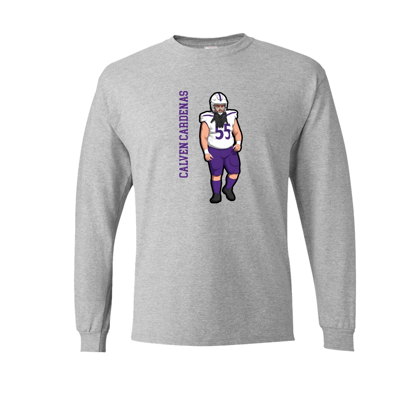 Long Sleeve Tee — Name Vertical in Grey