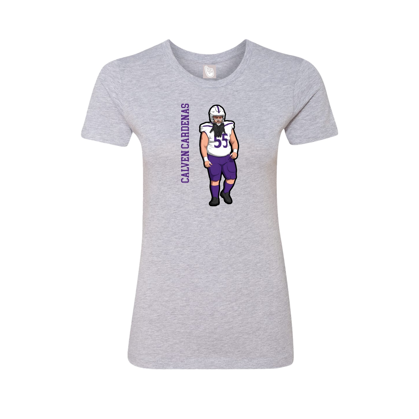 Fitted Women's Tee — Name Vertical in Grey