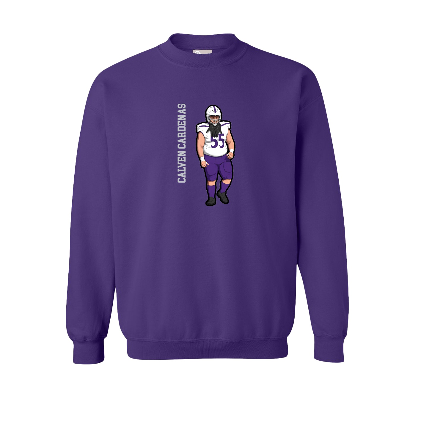 Fleece Crew — Name Vertical in Purple
