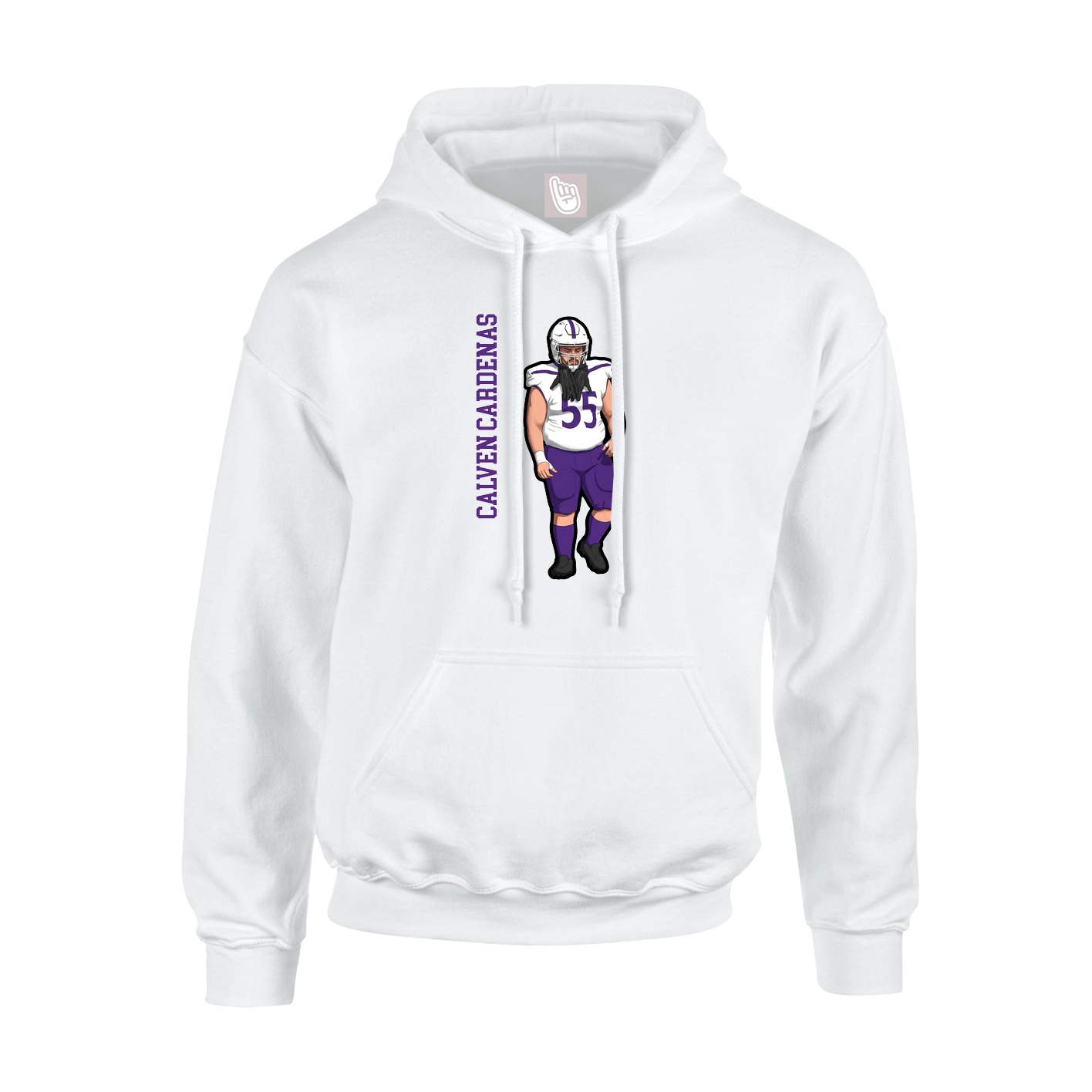 Youth Hoodie — Name Vertical in White