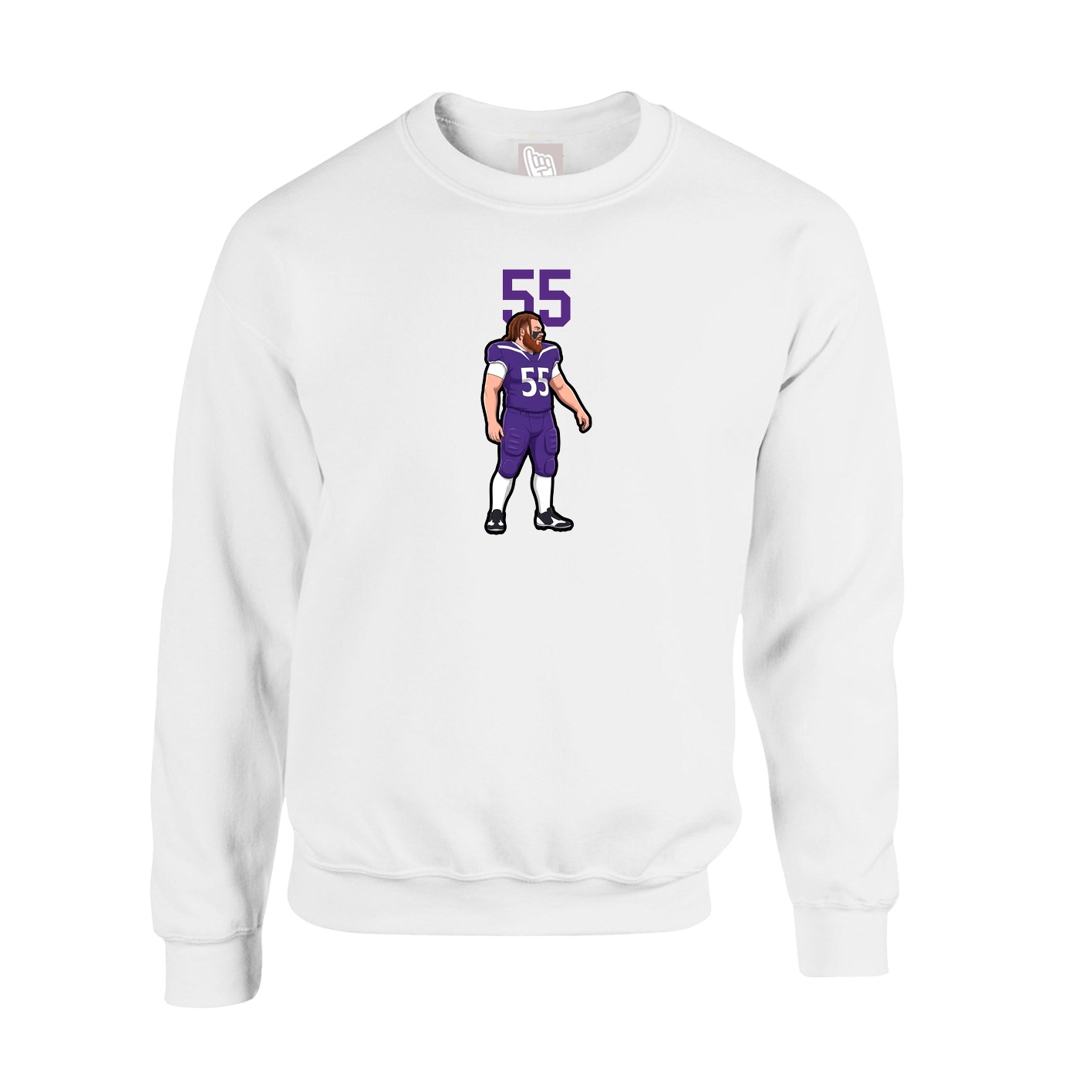 Fleece Crew — Number Top in White