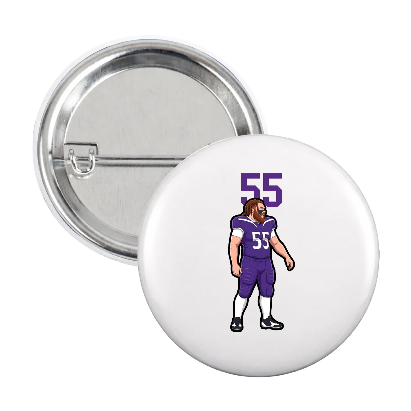 Game Day Button — Number Top in White