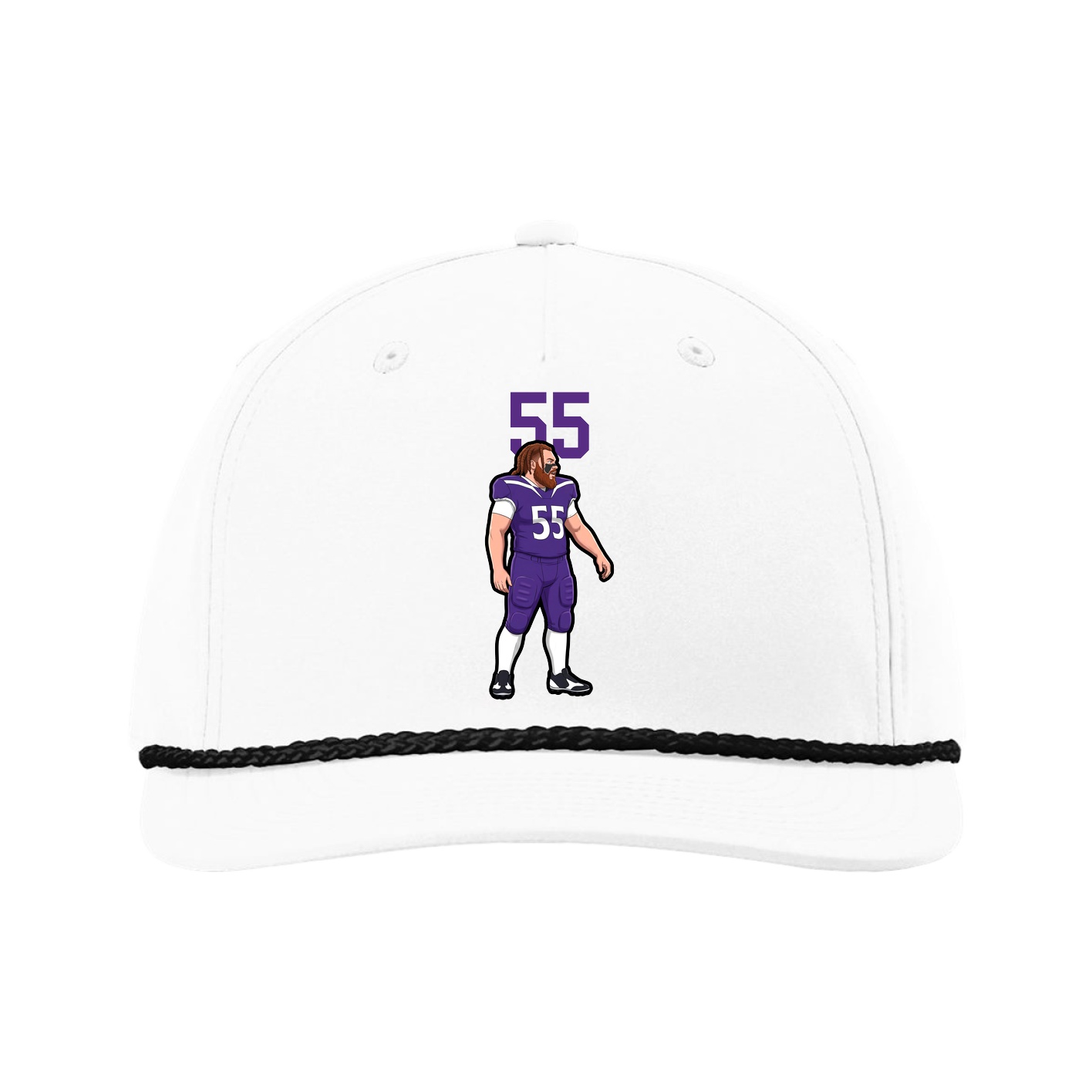 Five-Panel Classic Rope Cap — Number Top in White