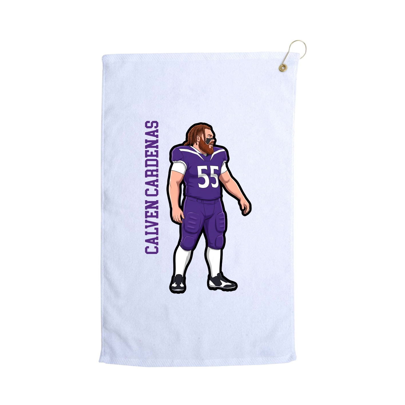 Golf Towel — Name Vertical in White