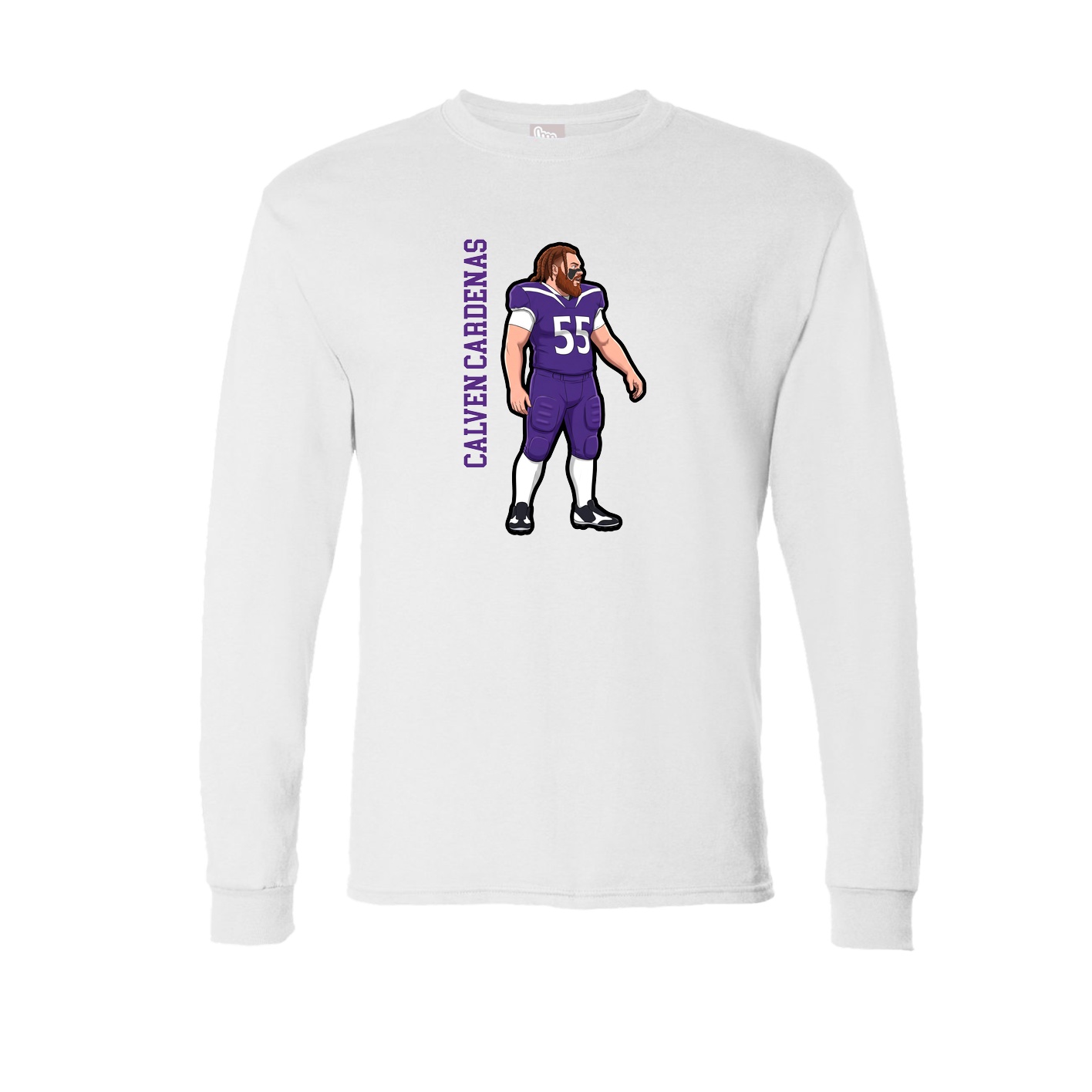 Long Sleeve Tee — Name Vertical in White