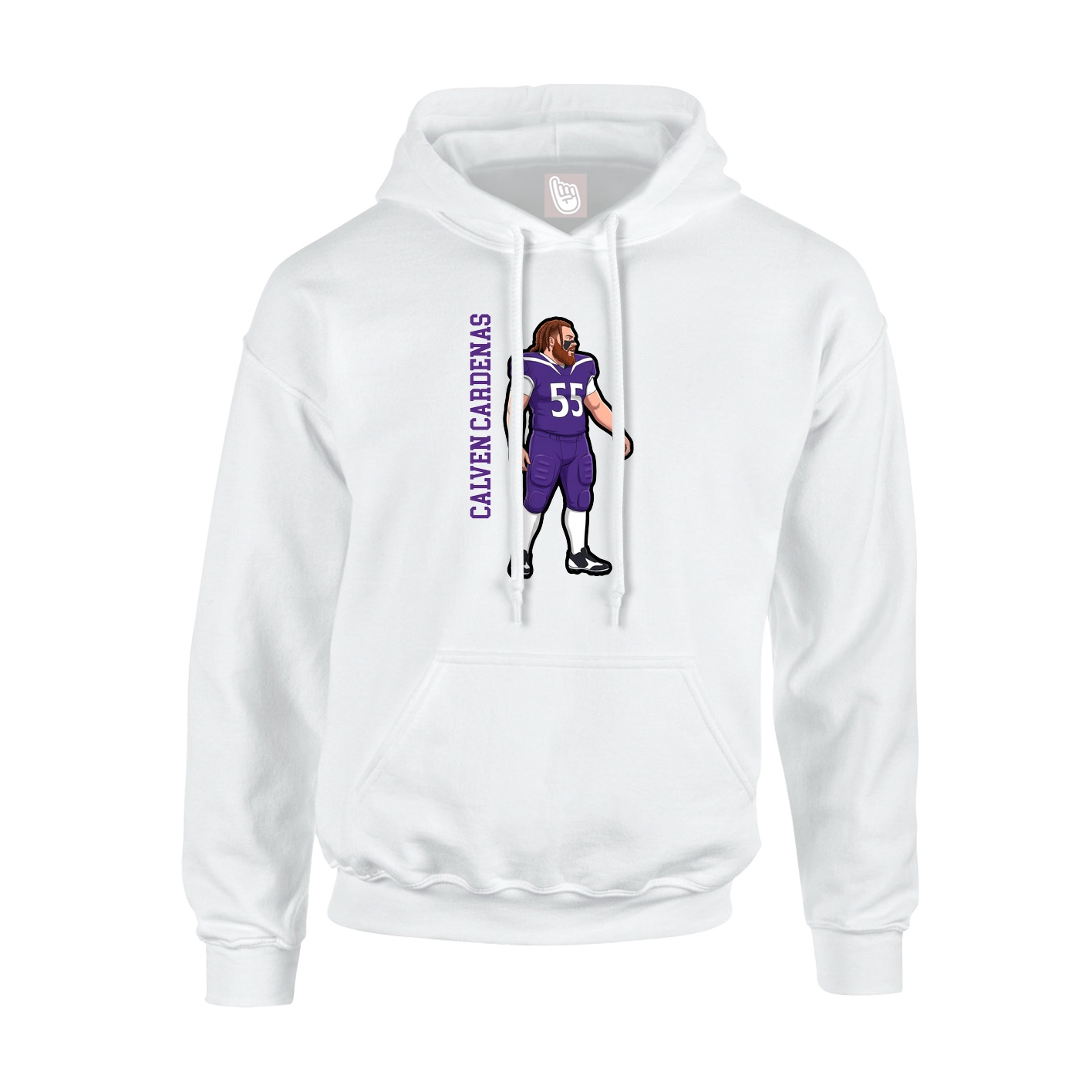 Youth Hoodie — Name Vertical in White