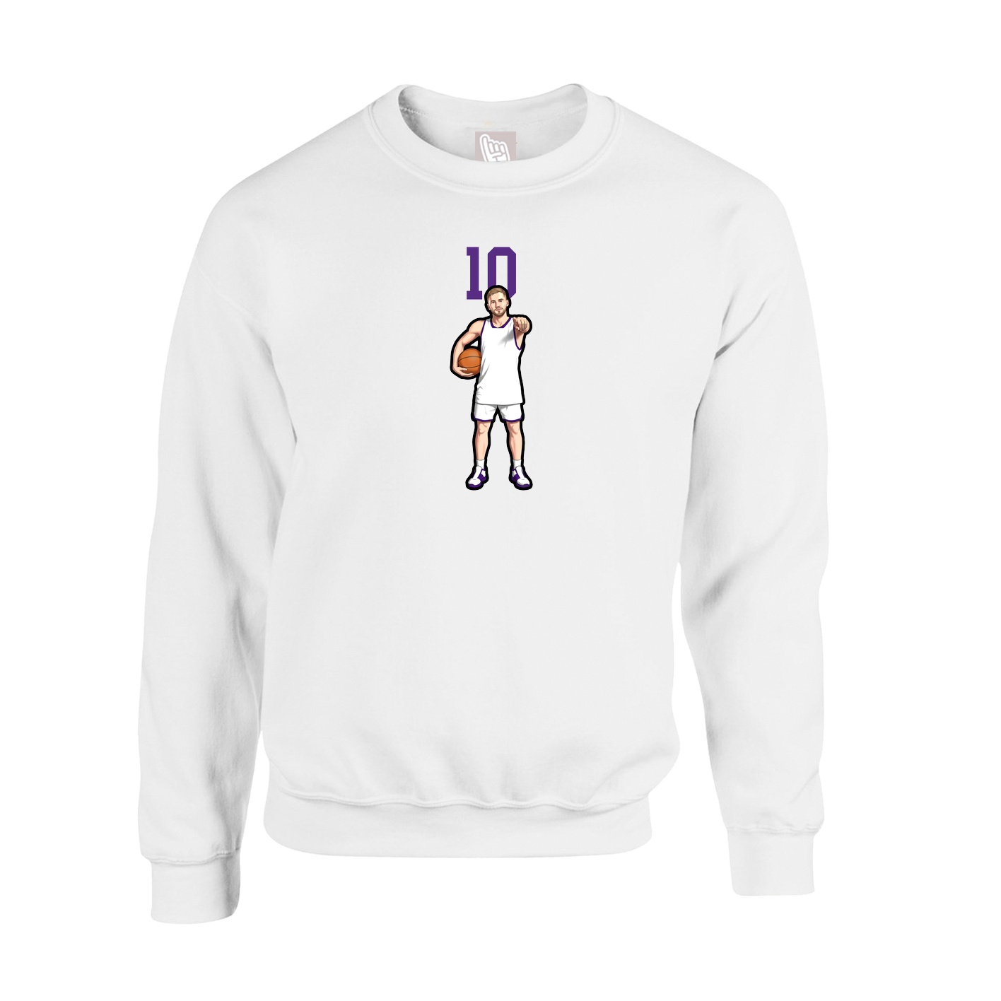 Fleece Crew — Number Top in White
