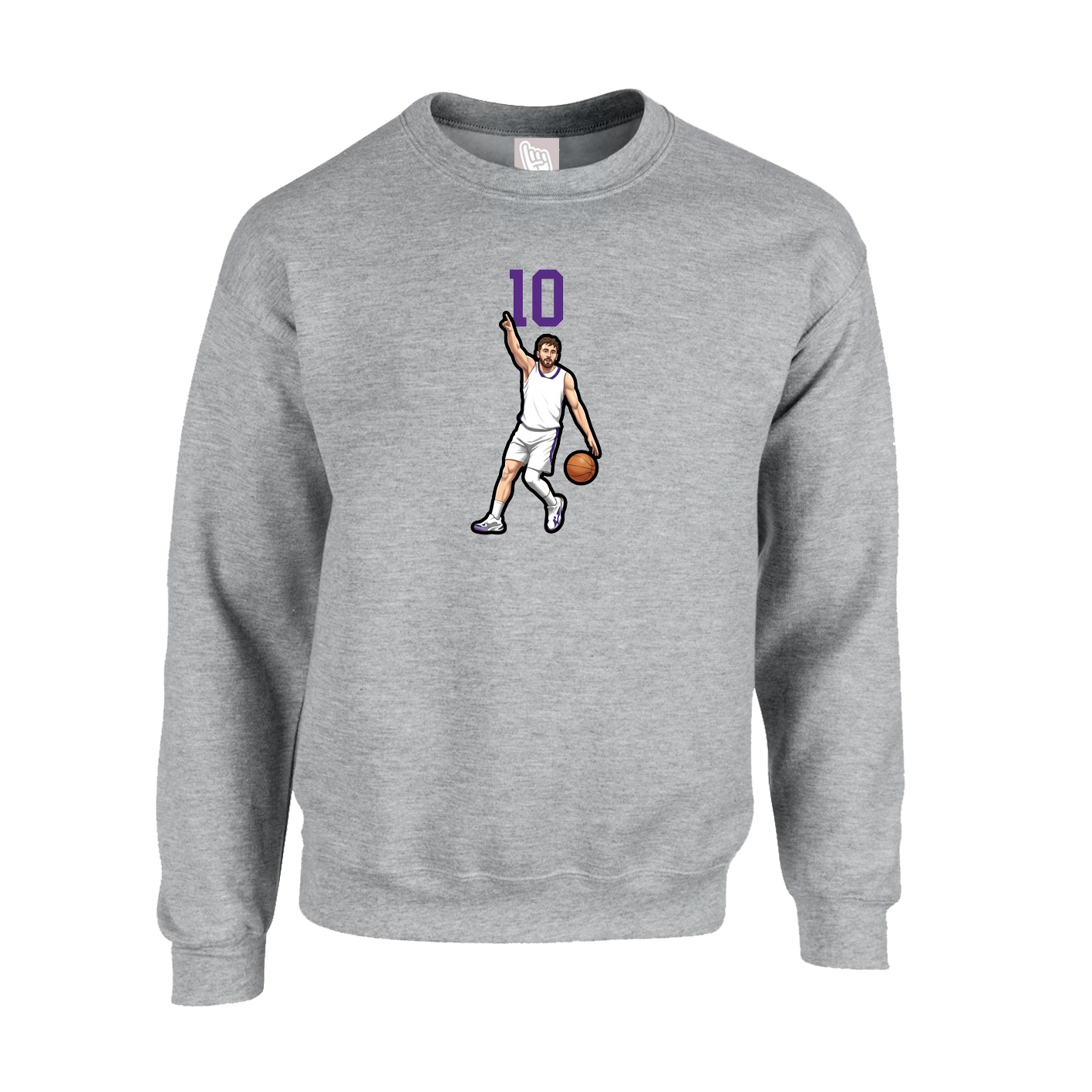 Fleece Crew — Number Top in Grey