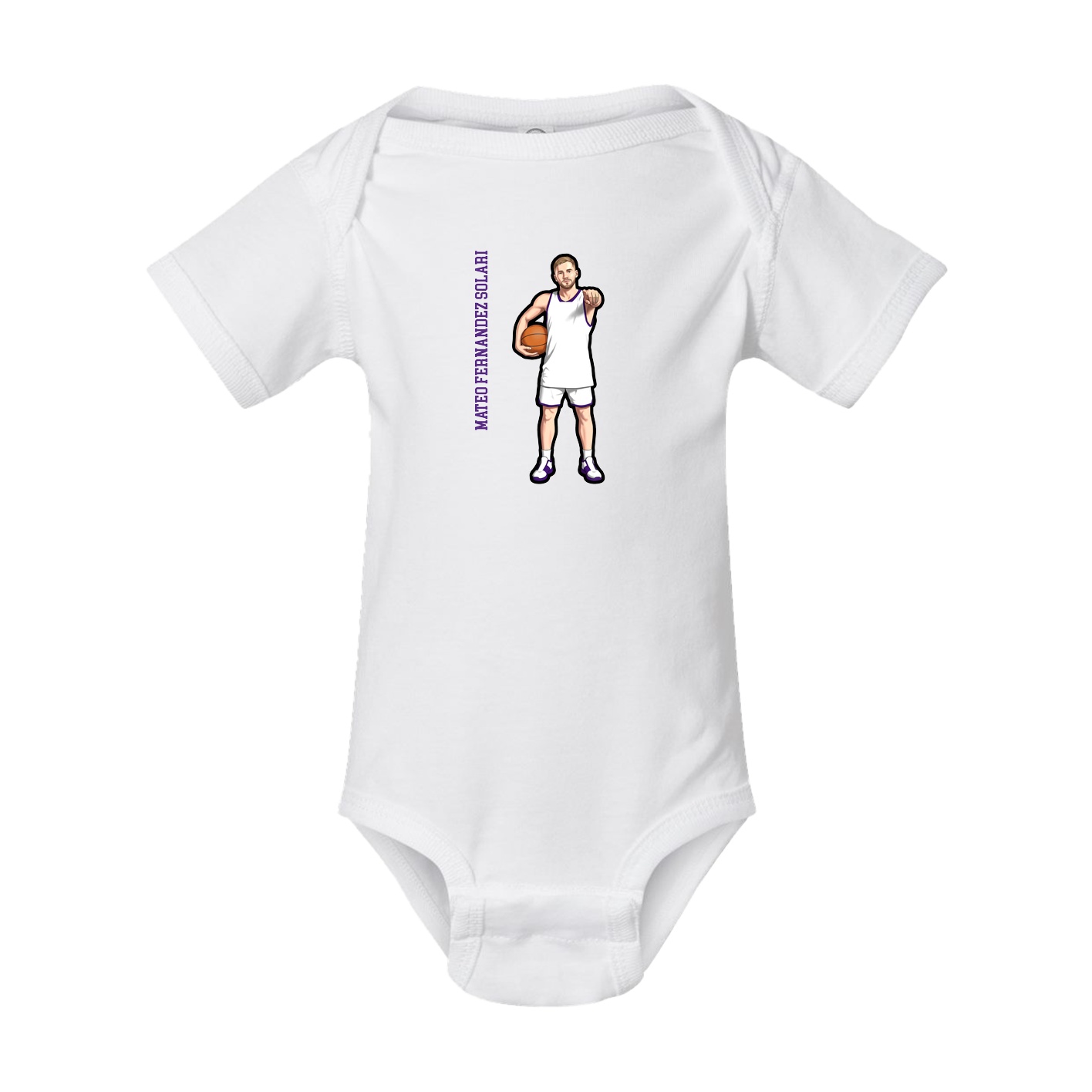Baby Onesie — Name Vertical in White