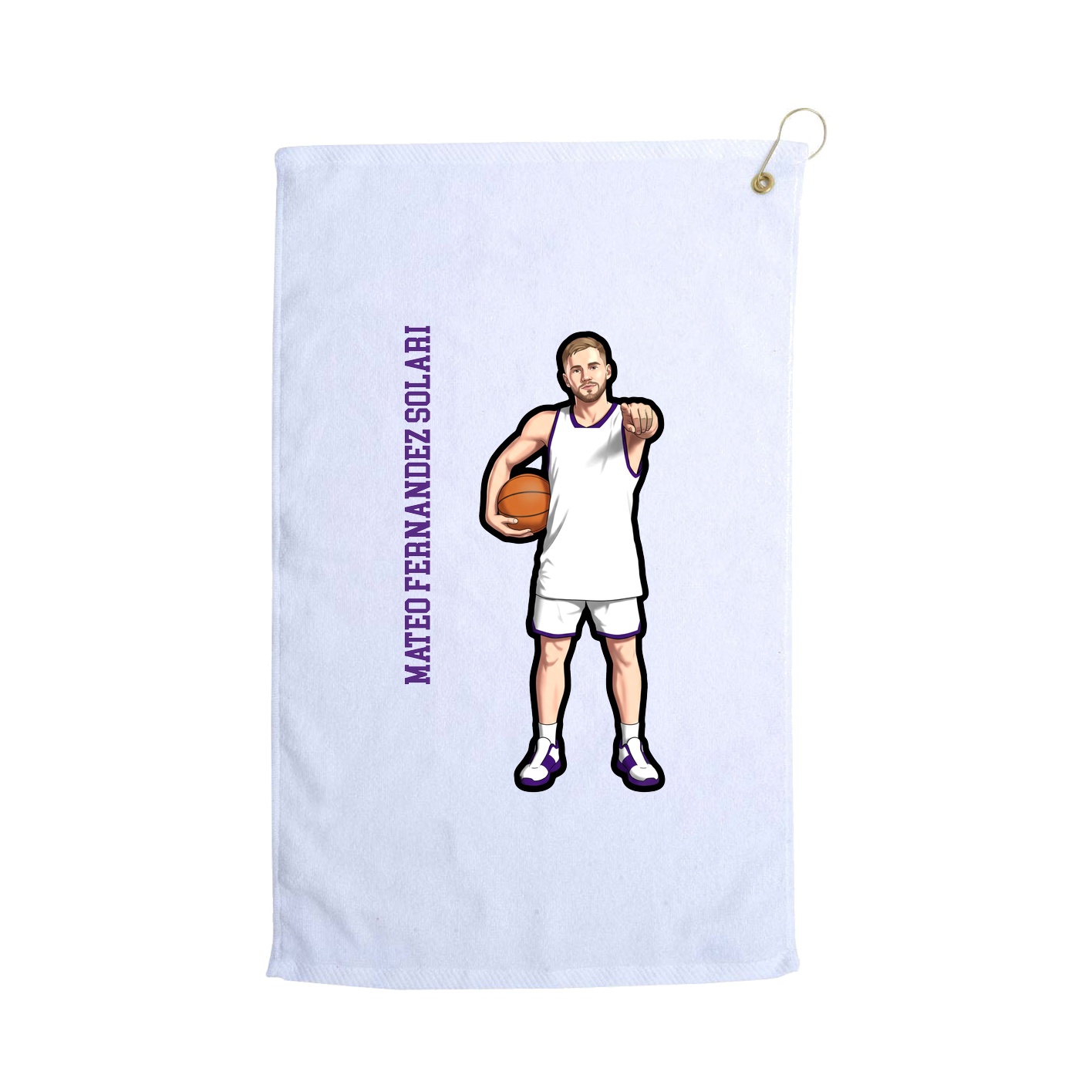 Golf Towel — Name Vertical in White