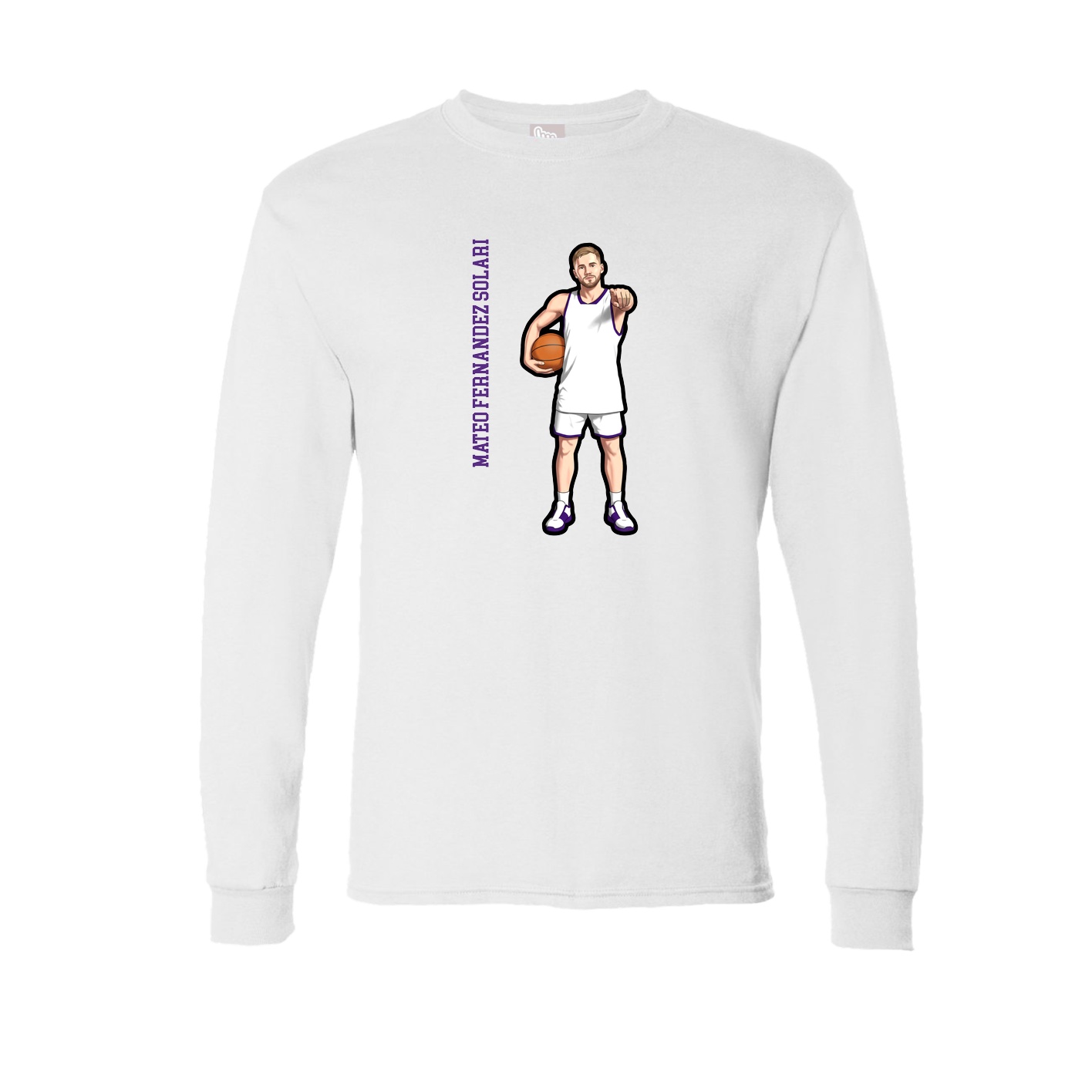 Long Sleeve Tee — Name Vertical in White
