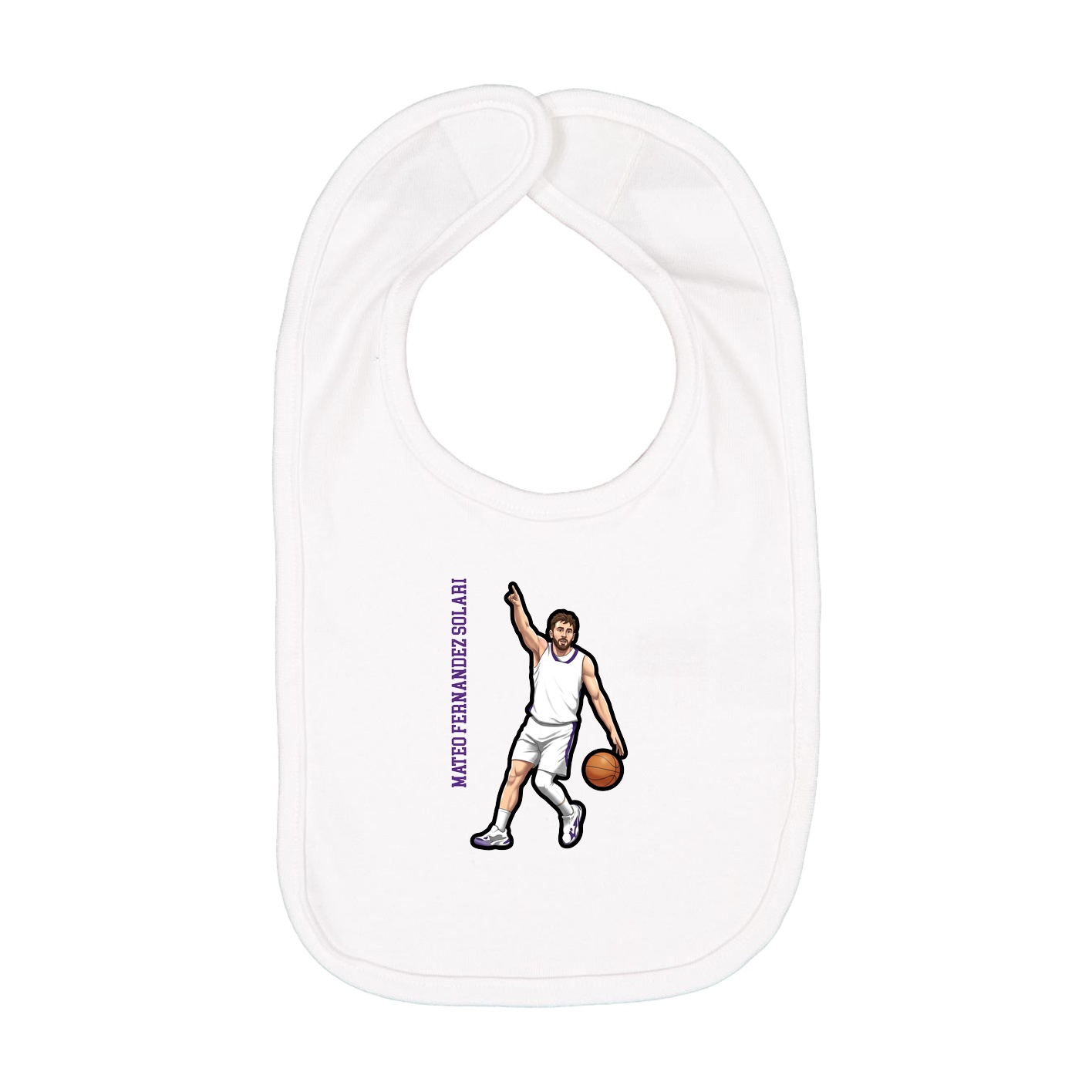 Infant Bib — Name Vertical in White