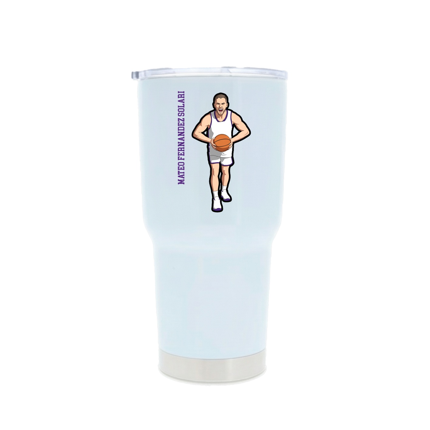 30oz Stainless Steel Tumbler — Name Vertical in White