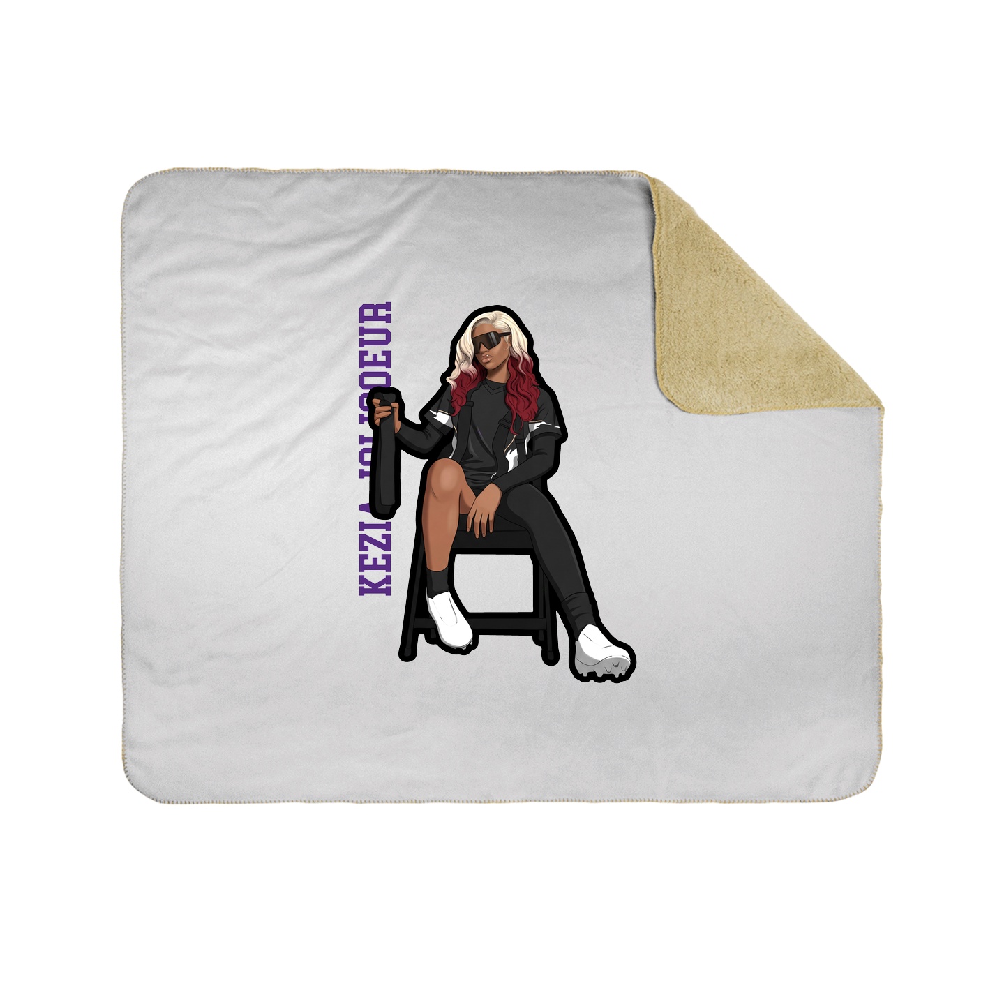 Throw Blanket — Name Vertical in White