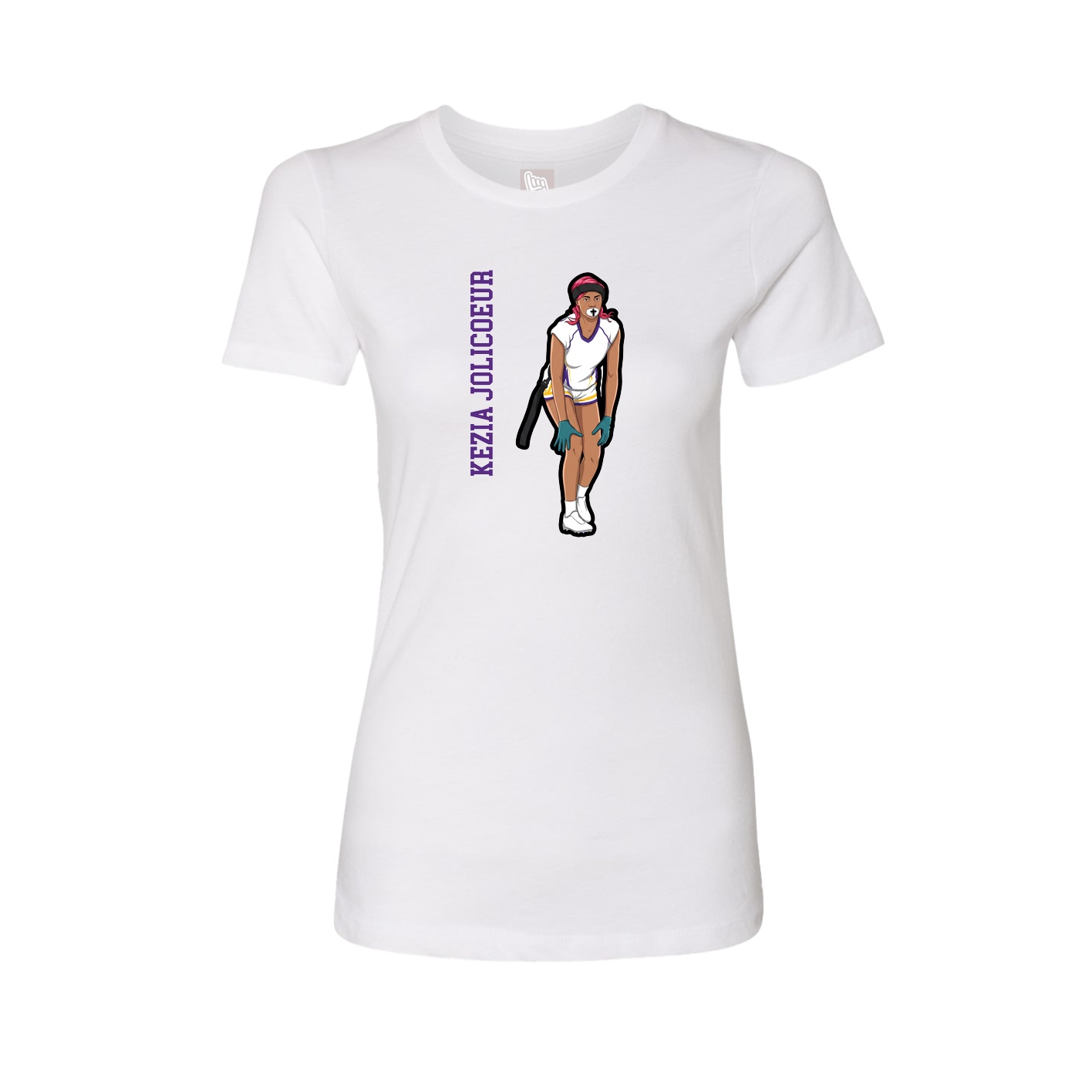 Fitted Women's Tee — Name Vertical in White