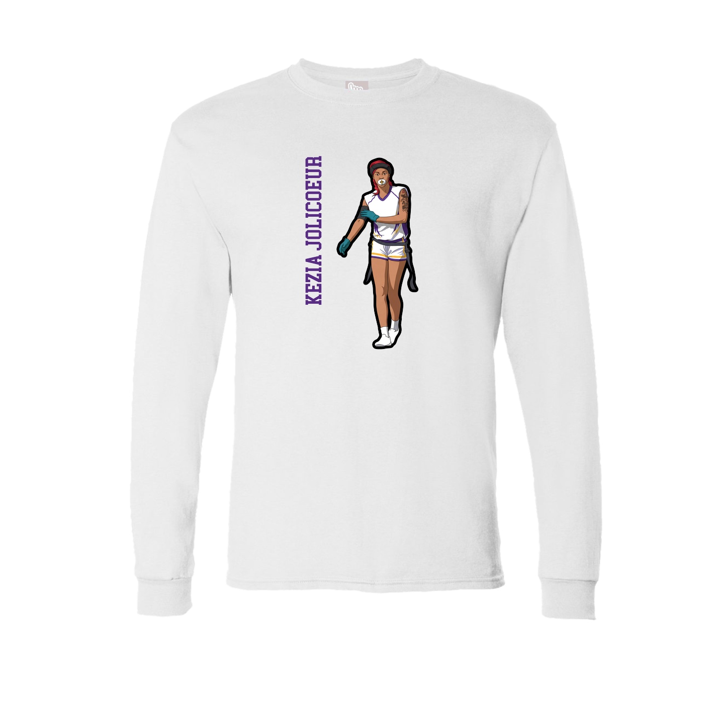 Long Sleeve Tee — Name Vertical in White