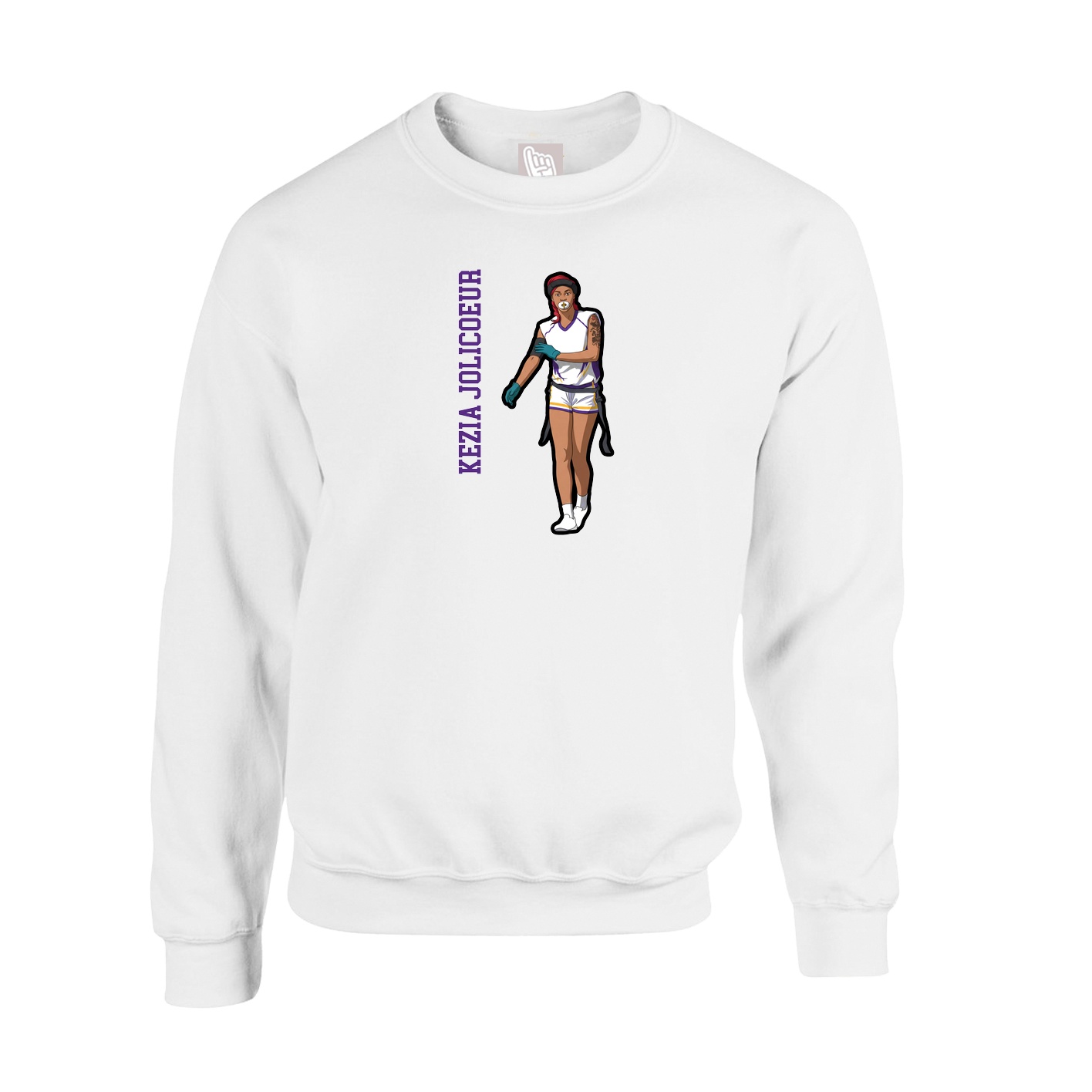Fleece Crew — Name Vertical in White