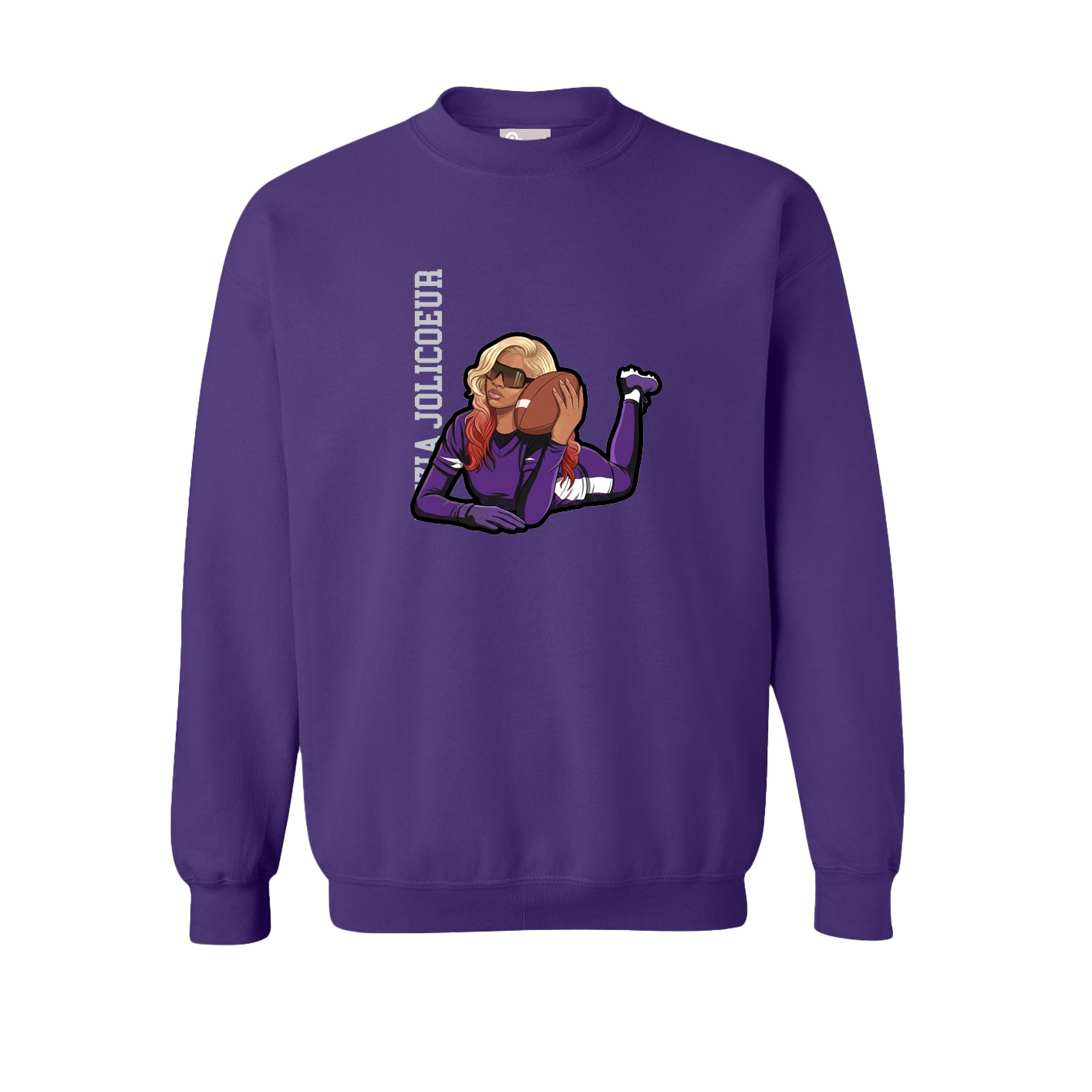 Fleece Crew — Name Vertical in Purple