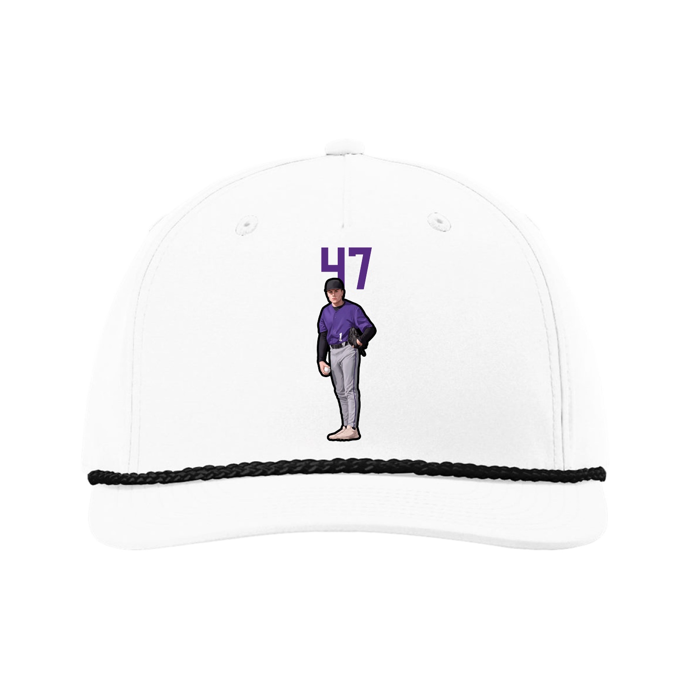 Five-Panel Classic Rope Cap — Number Top in White