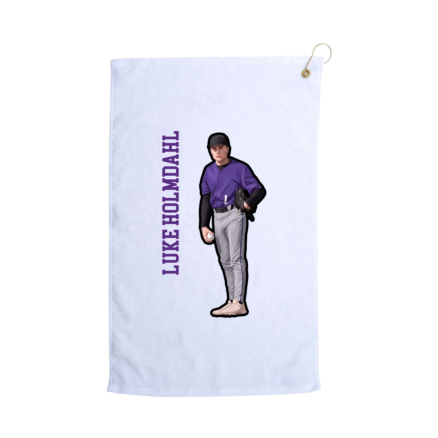 Golf Towel — Name Vertical in White
