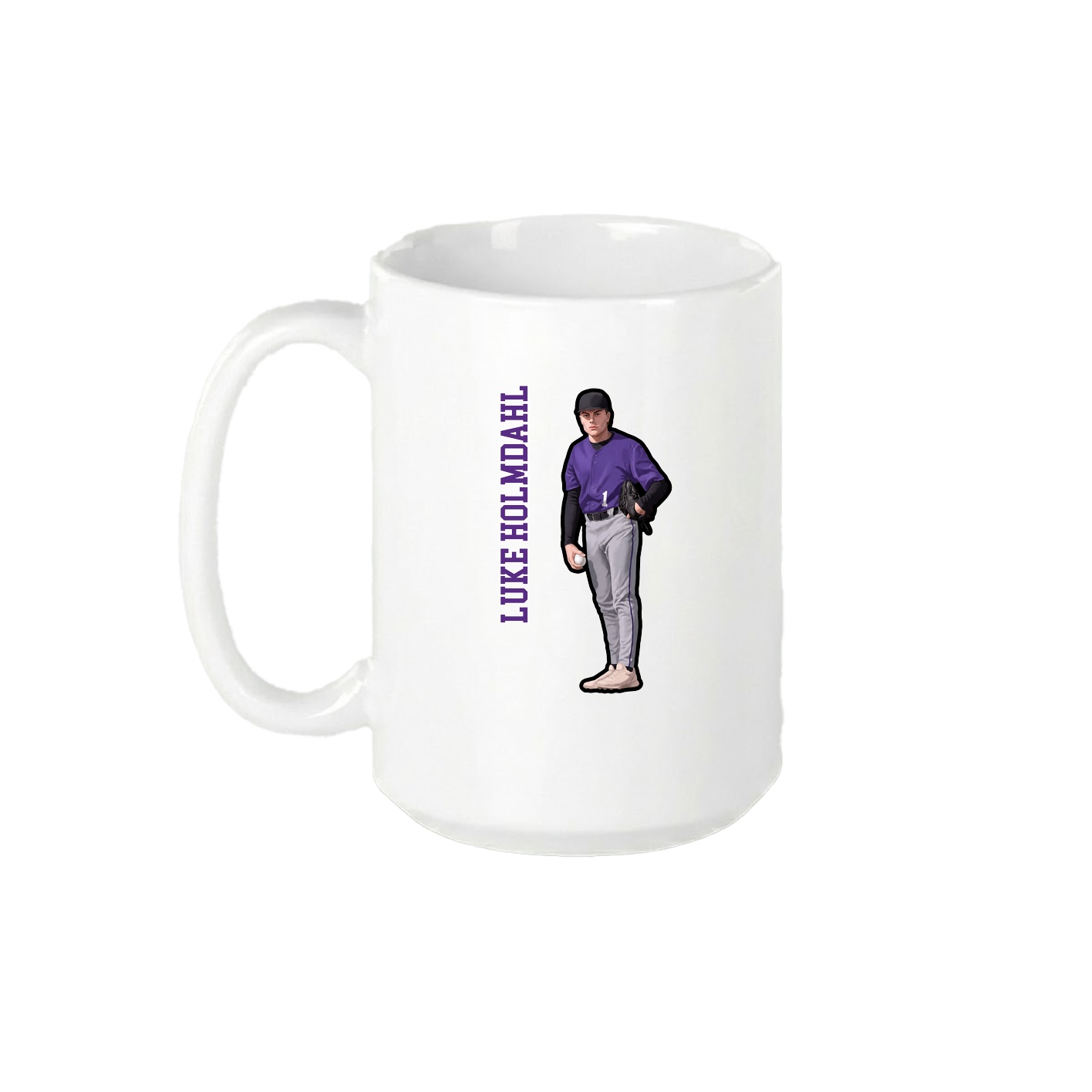 15oz Coffee Mug — Name Vertical in White